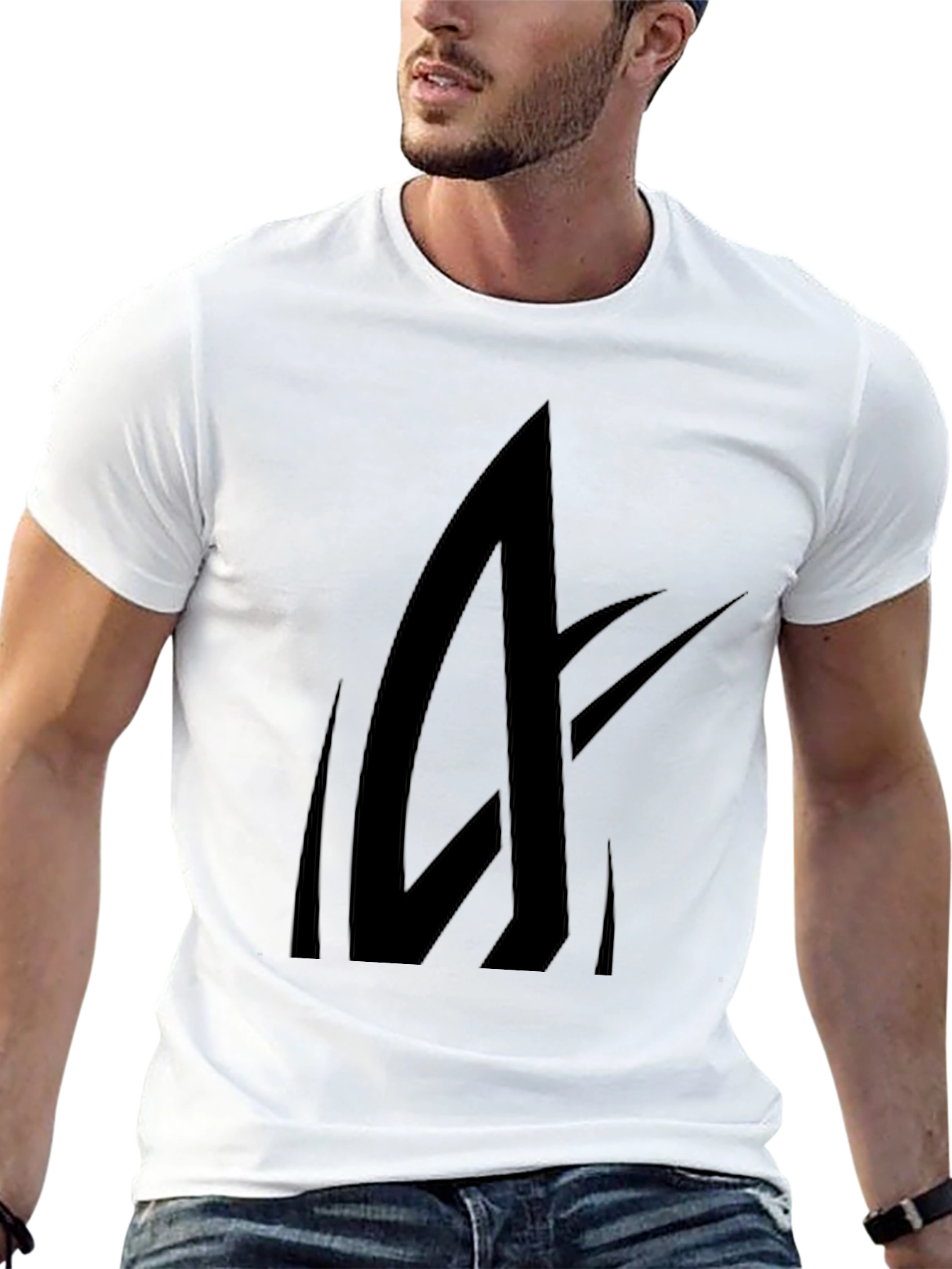 Mens Black Graphic Tee - Abstract Design