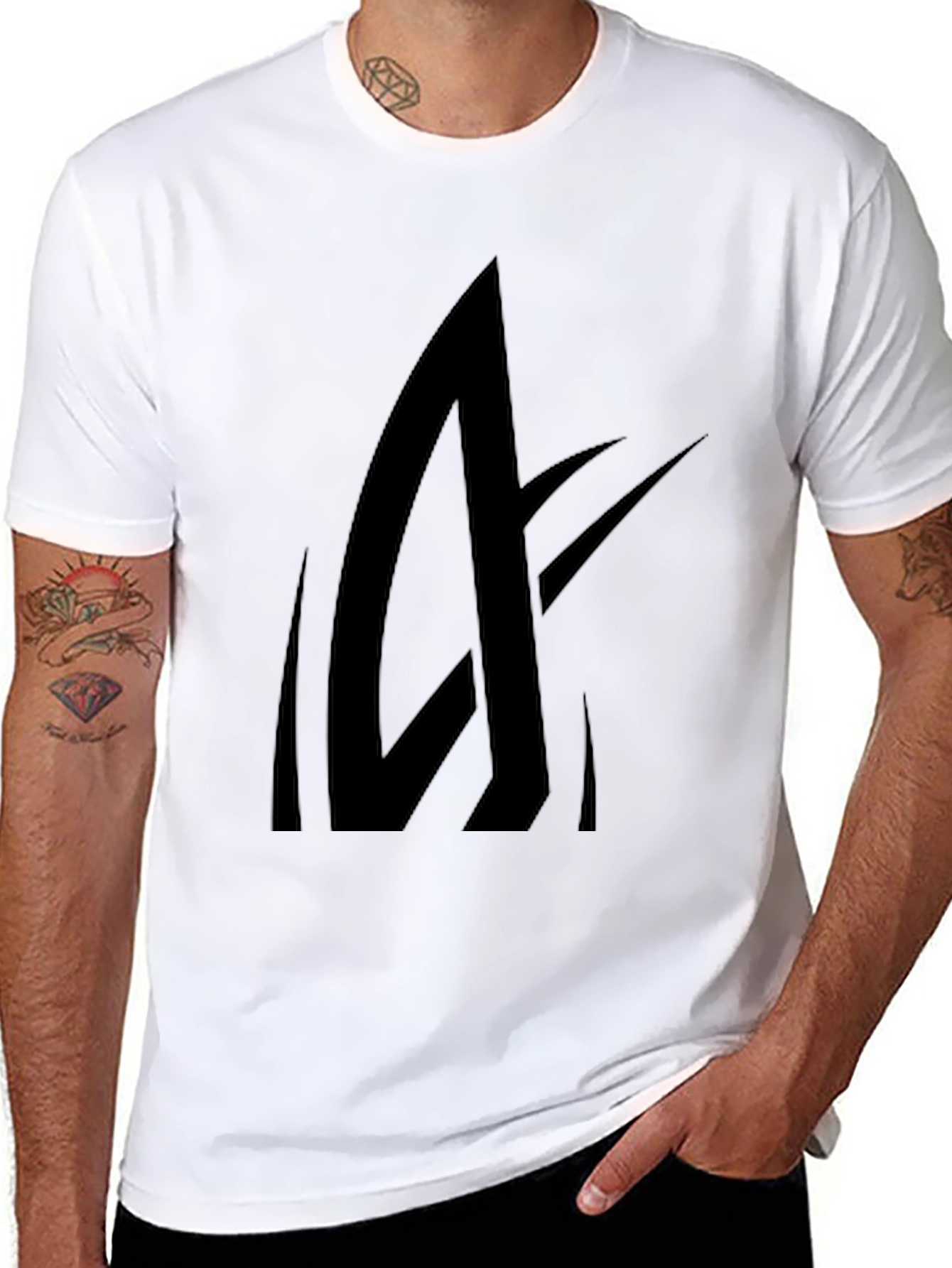 Mens Black Graphic Tee - Abstract Design