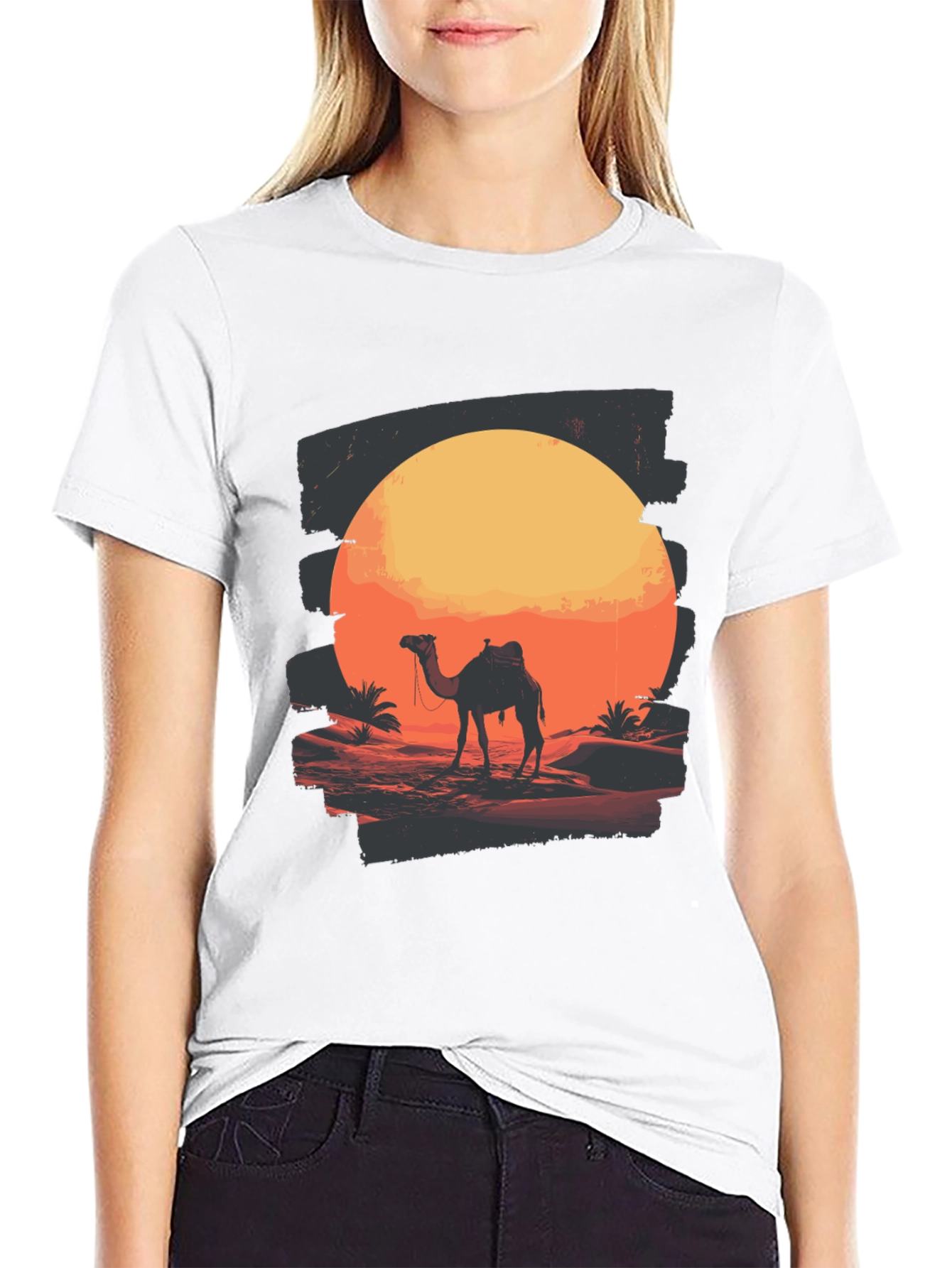 Desert Sunset Camel Graphic T-Shirt