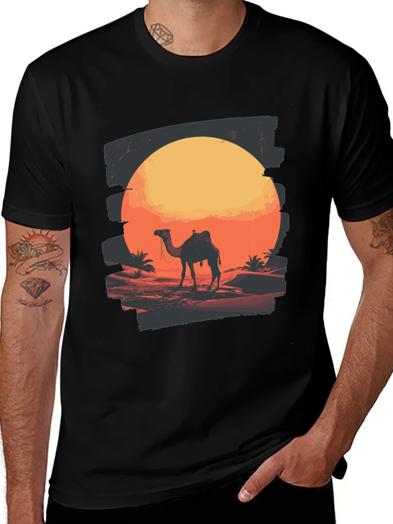 Desert Sunset Camel Graphic T-Shirt