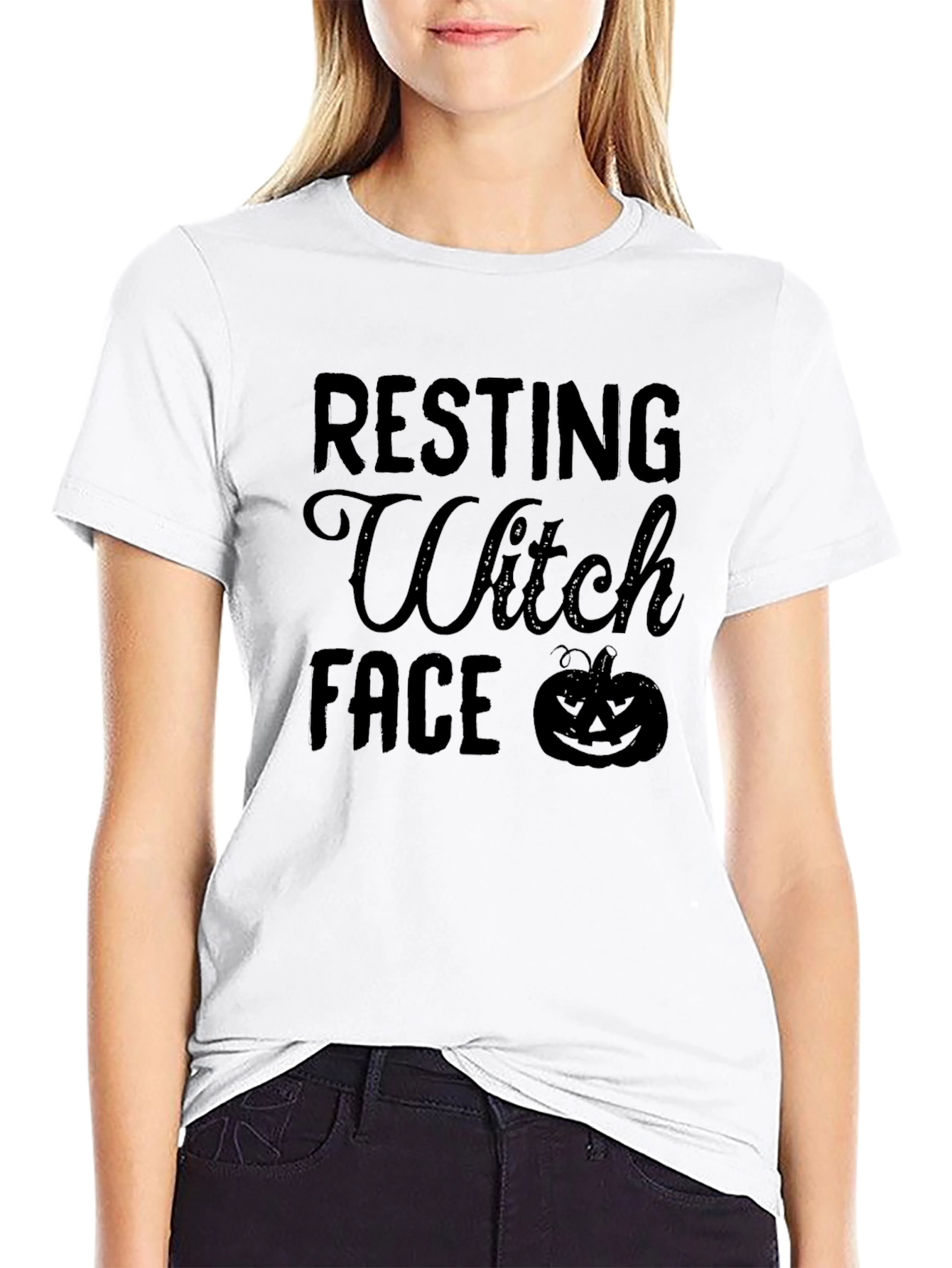 Resting Witch Face Graphic Halloween T-Shirt
