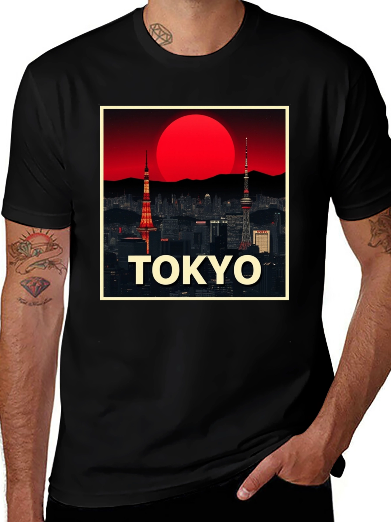 Tokyo Sunset Graphic T-Shirt - Cool City Skyline Design