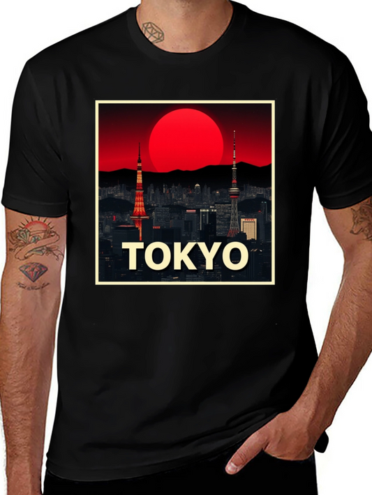 Tokyo Sunset Graphic T-Shirt - Cool City Skyline Design