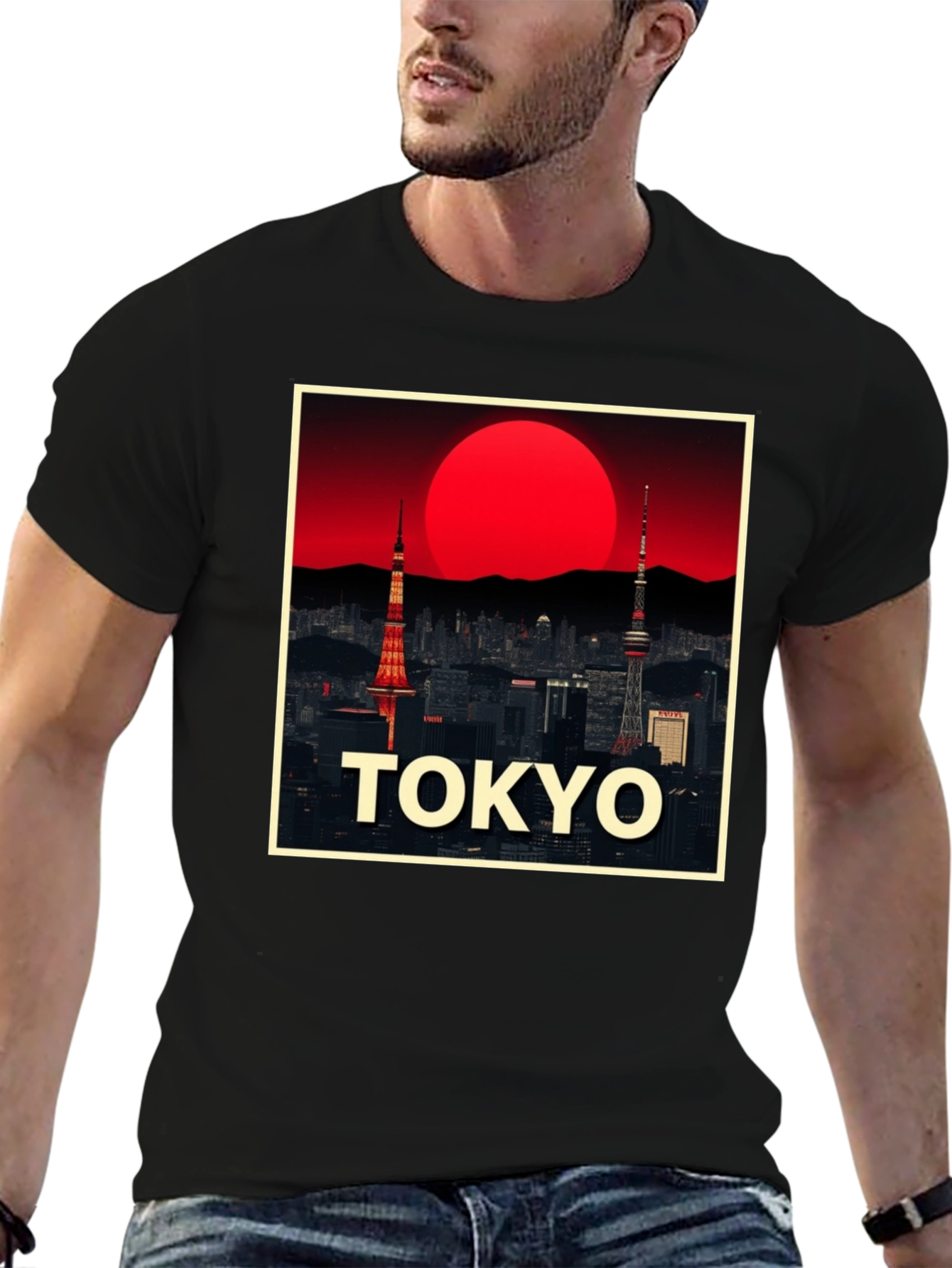 Tokyo Sunset Graphic T-Shirt - Cool City Skyline Design