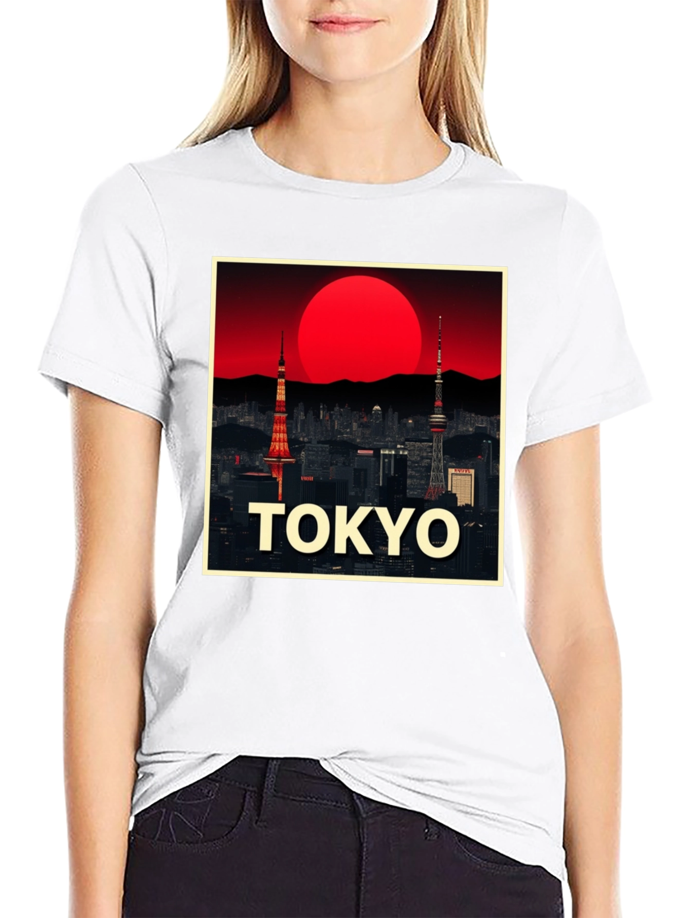 Tokyo Sunset Graphic T-Shirt - Cool City Skyline Design