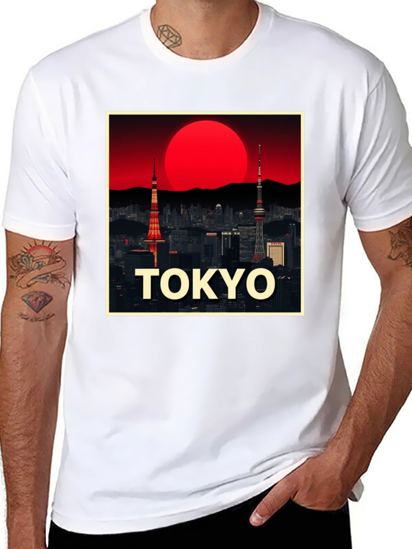 Tokyo Sunset Graphic T-Shirt - Cool City Skyline Design