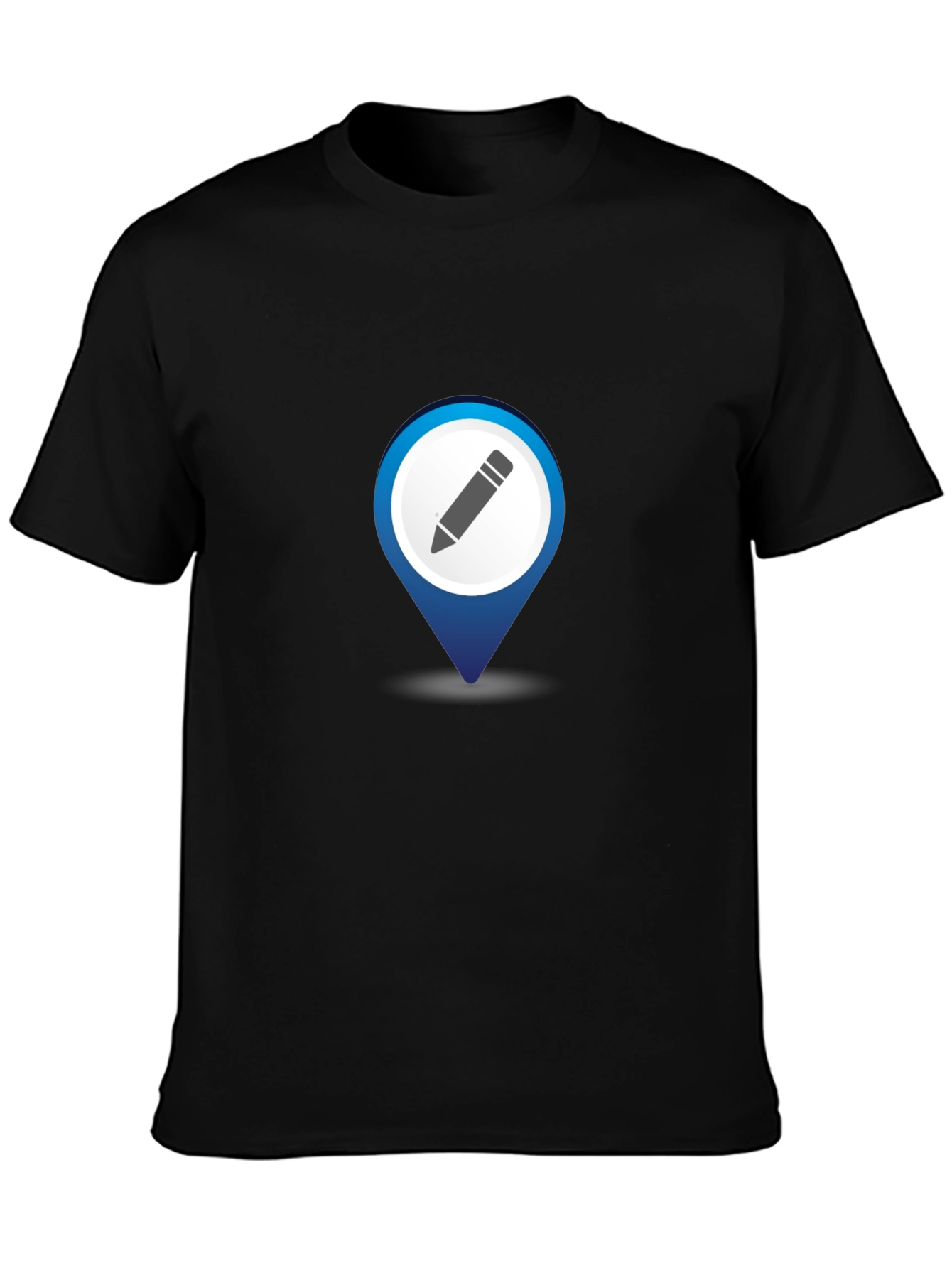 Mens Black T-Shirt with Location Pin Design