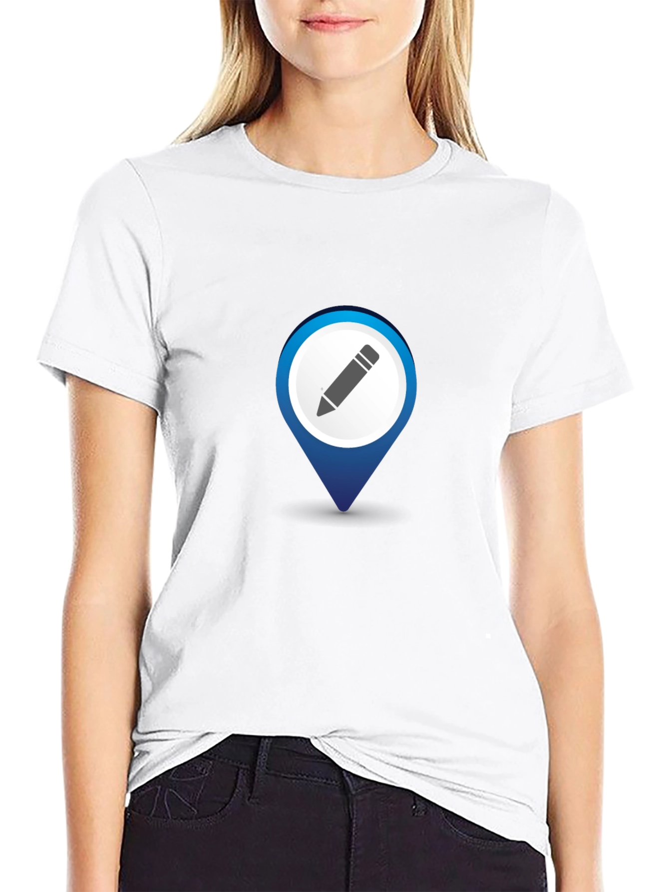 Mens Black T-Shirt with Location Pin Design