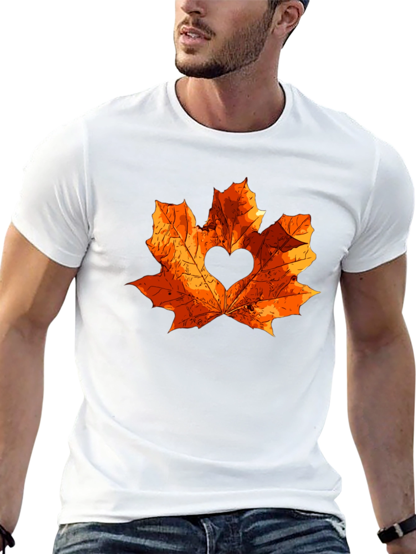 Autumn Love Maple Leaf Black T-Shirt
