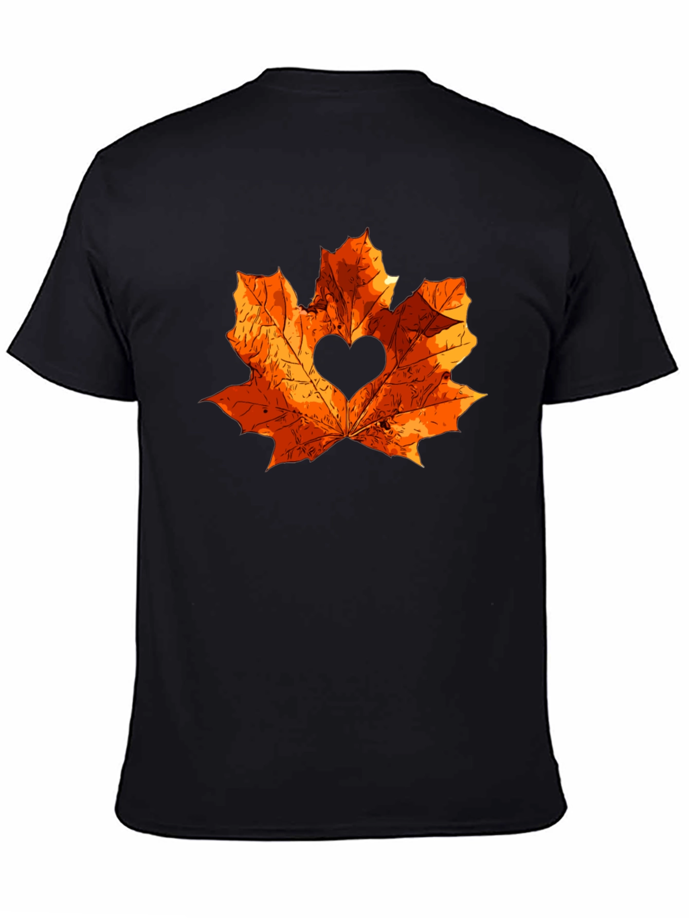 Autumn Love Maple Leaf Black T-Shirt