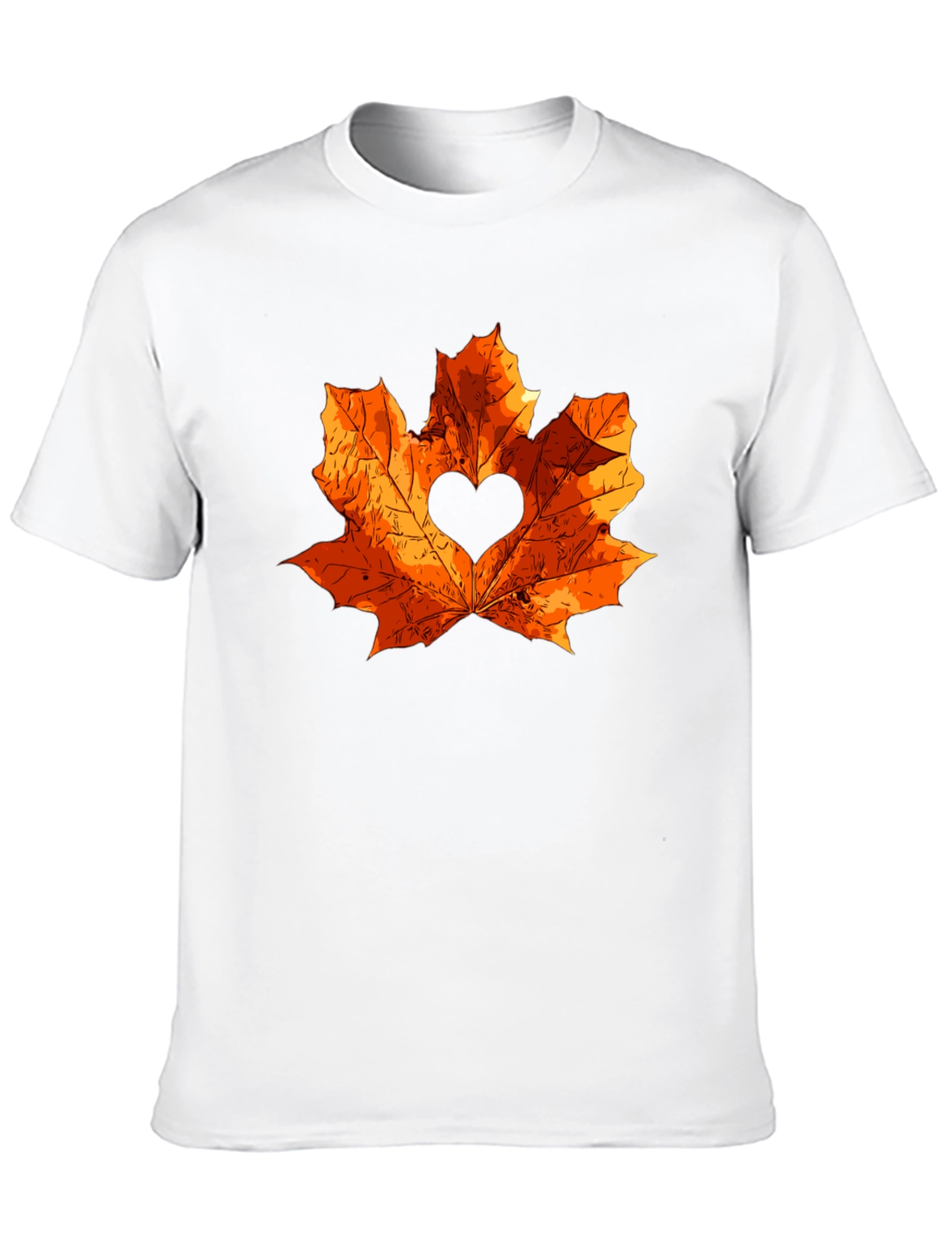 Autumn Love Maple Leaf Black T-Shirt