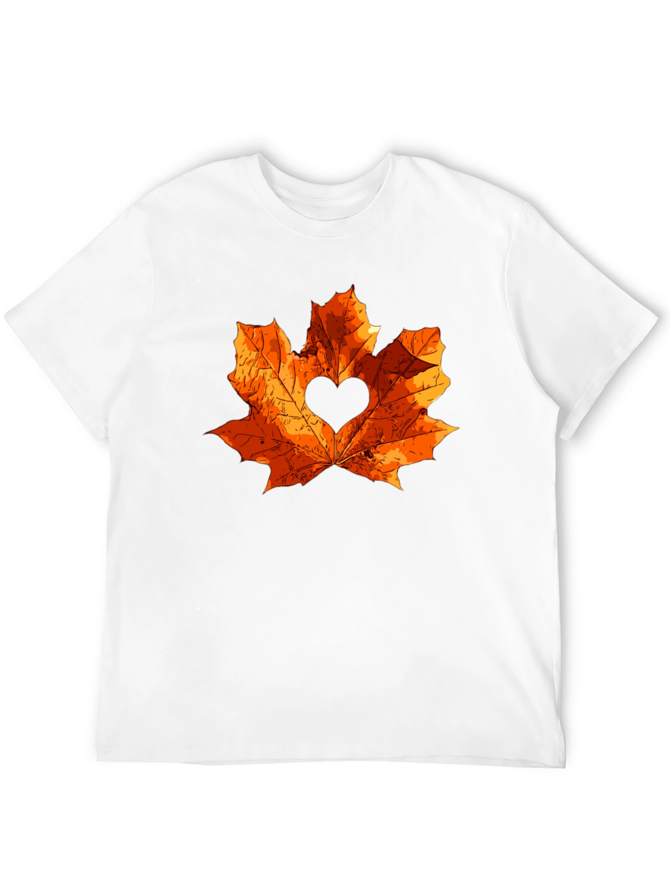 Autumn Love Maple Leaf Black T-Shirt