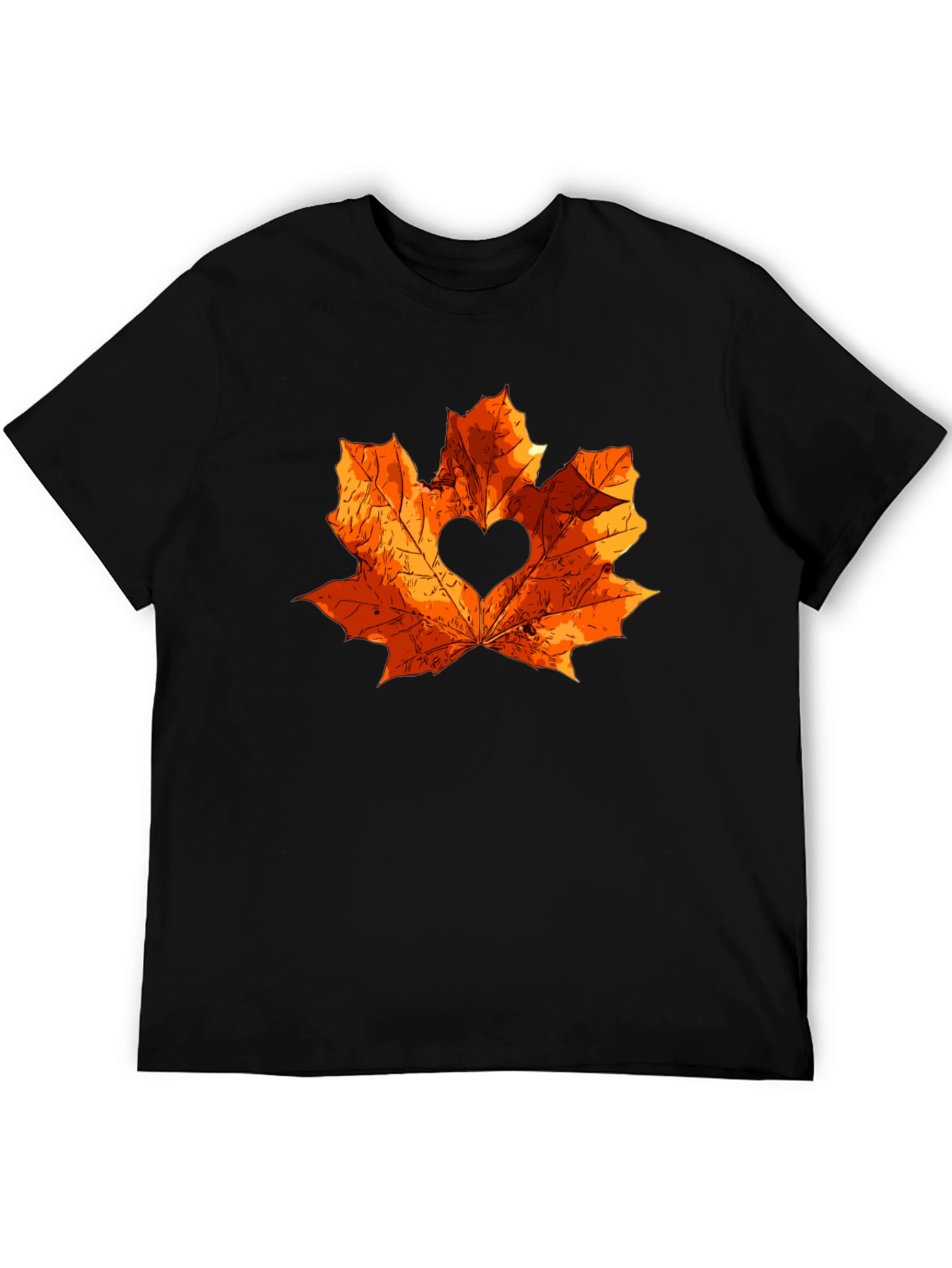 Autumn Love Maple Leaf Black T-Shirt
