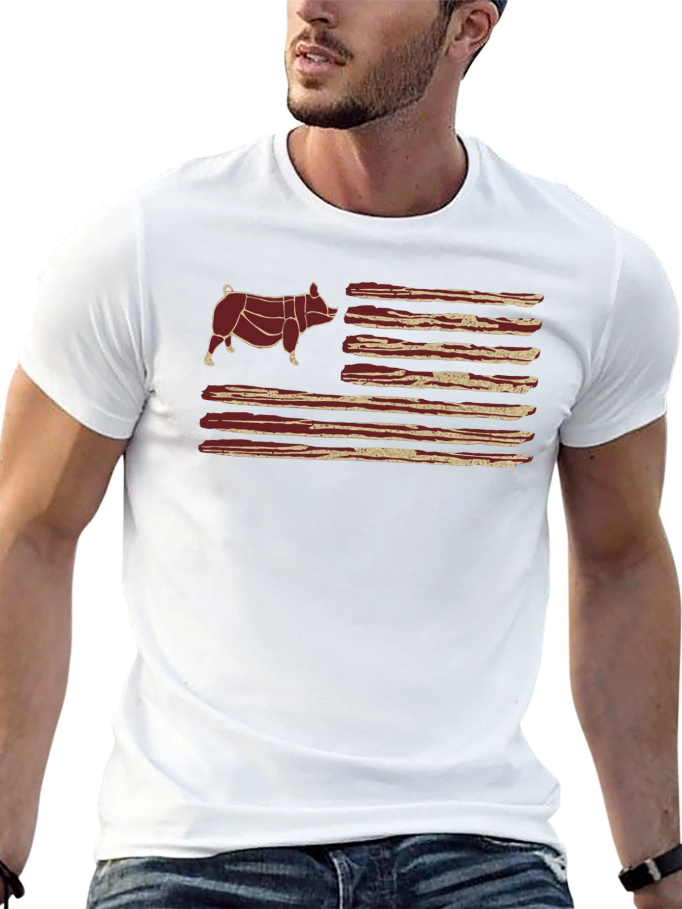 Bacon Flag Pig T-Shirt - BBQ Lovers Tee