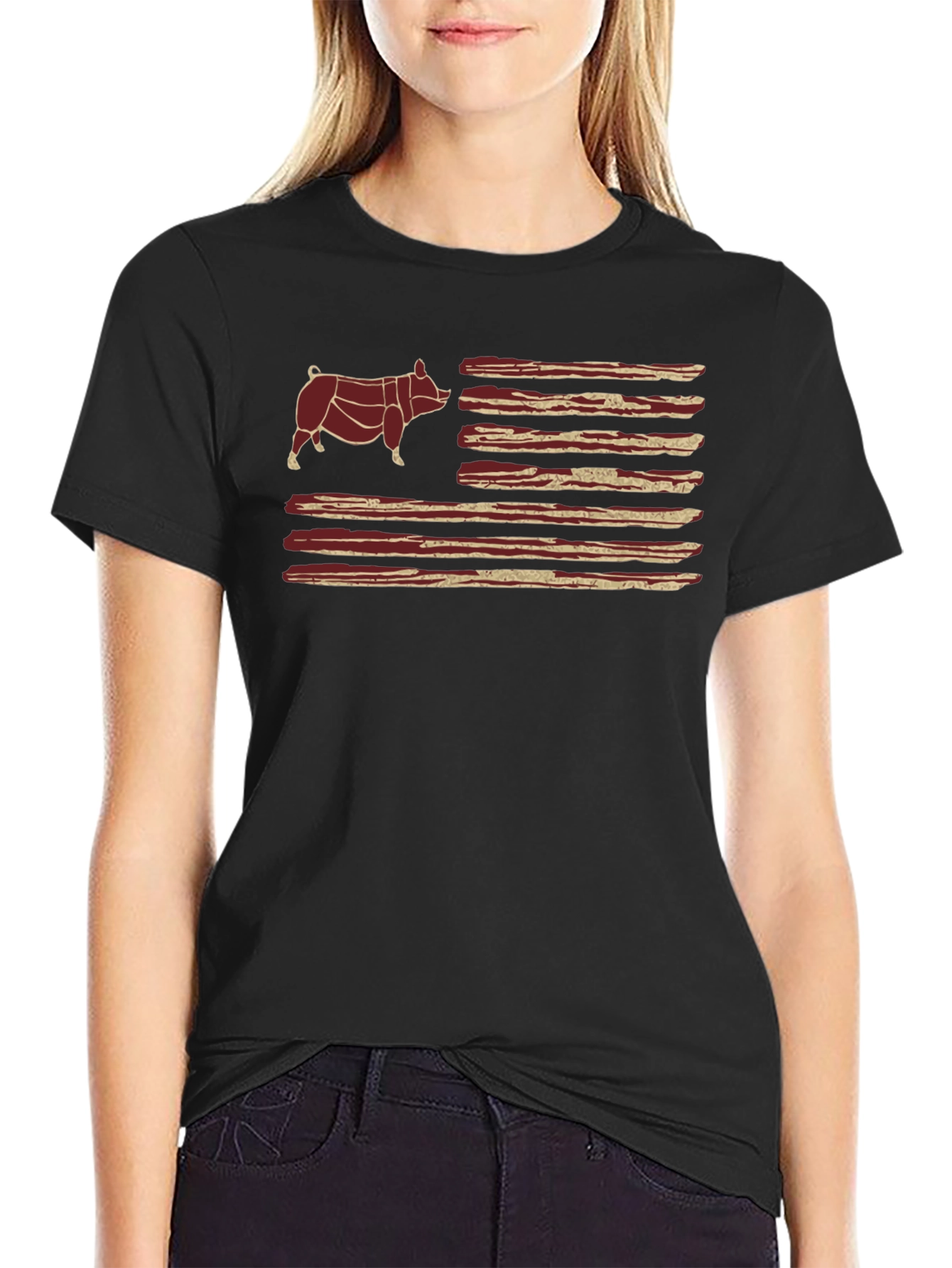 Bacon Flag Pig T-Shirt - BBQ Lovers Tee