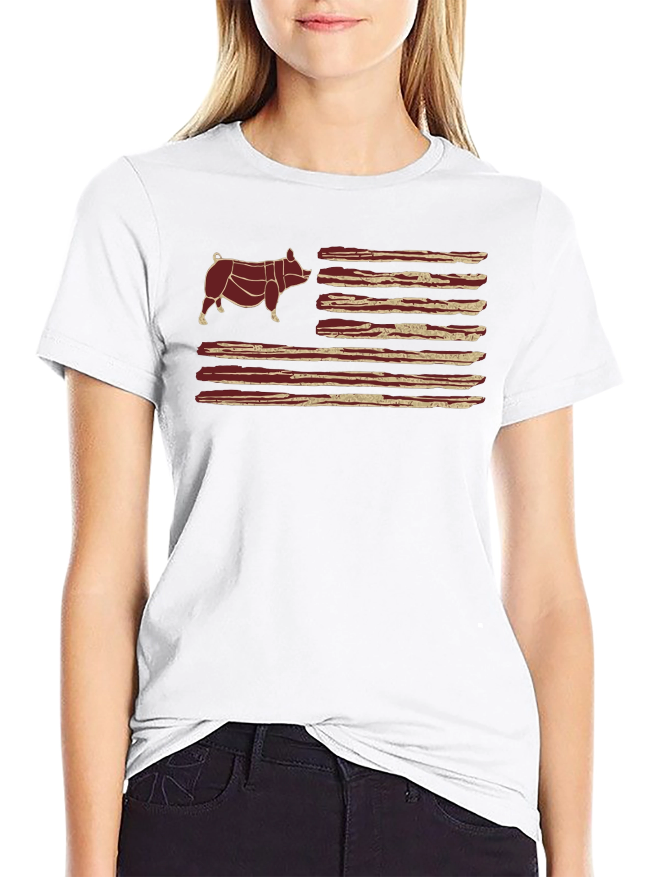 Bacon Flag Pig T-Shirt - BBQ Lovers Tee