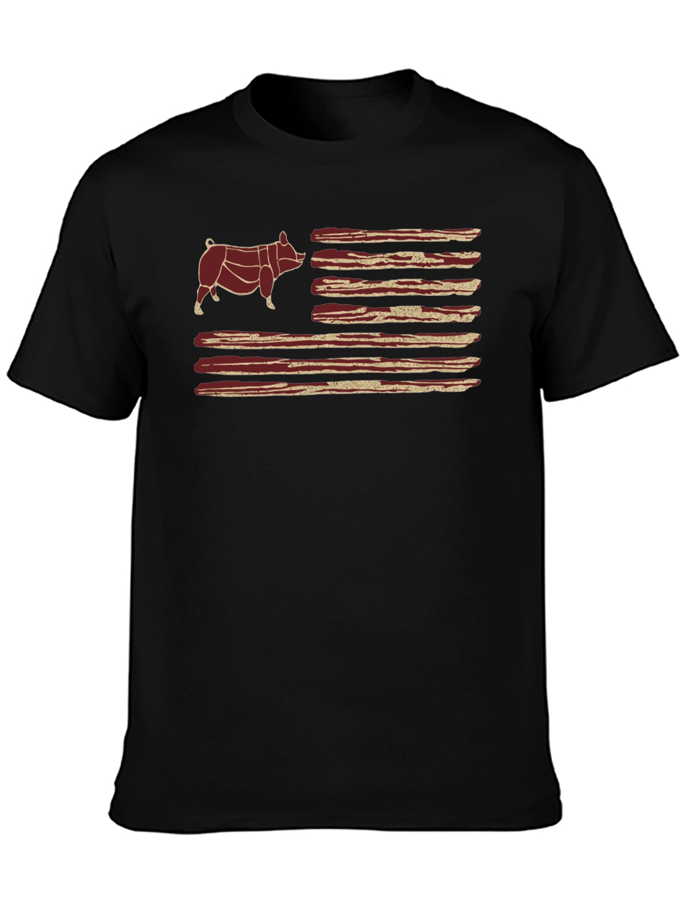 Bacon Flag Pig T-Shirt - BBQ Lovers Tee