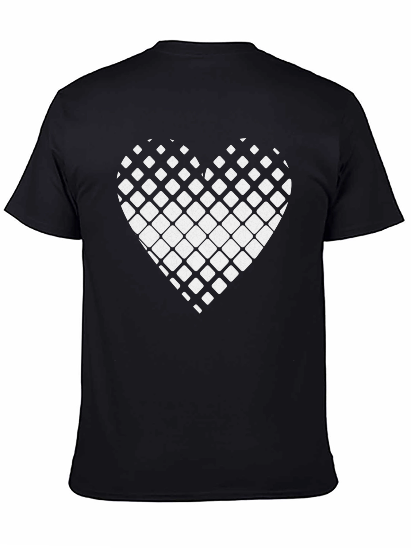 Grid Heart Graphic Tee - Stylish Black Cotton T-Shirt