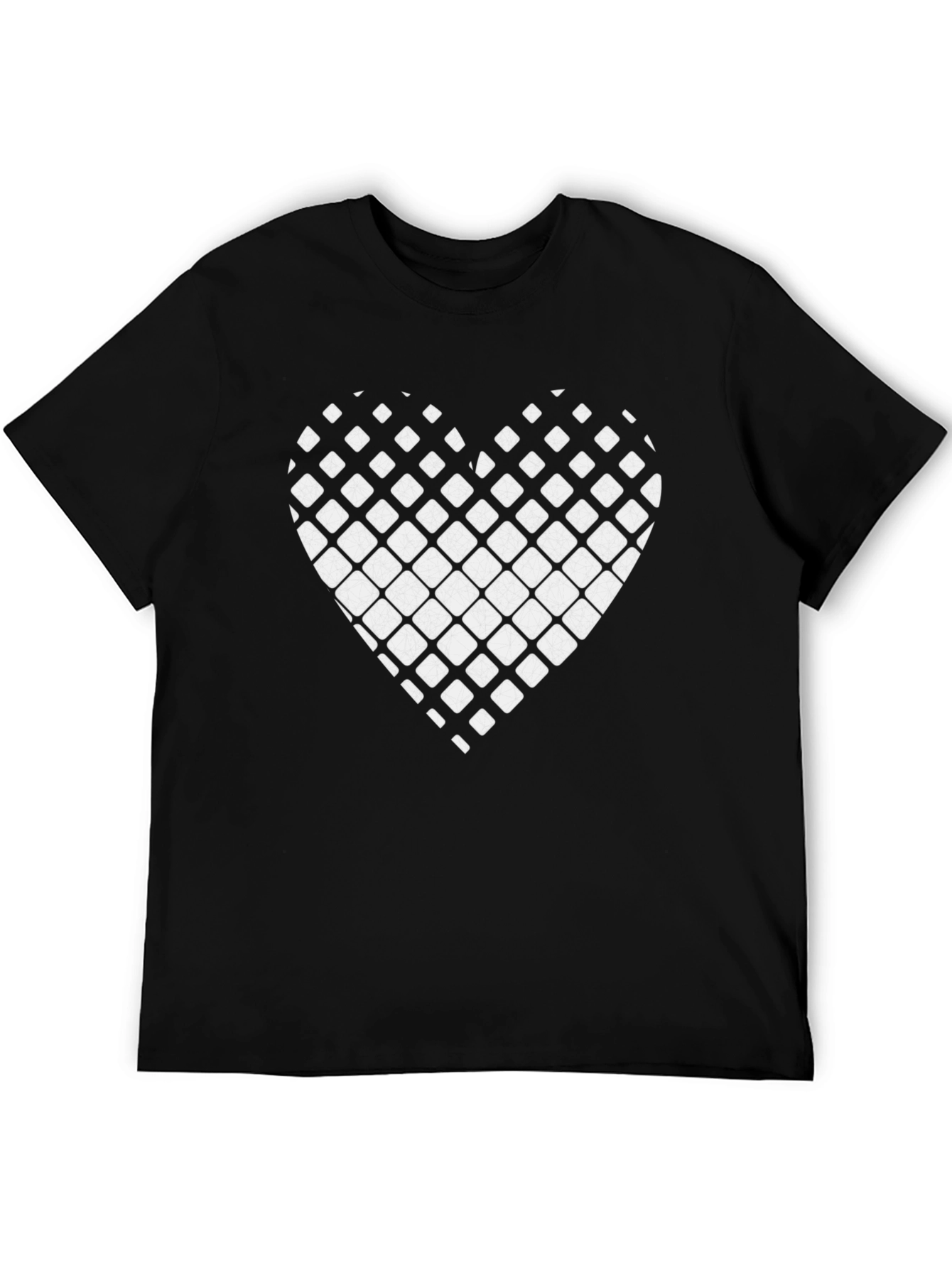 Grid Heart Graphic Tee - Stylish Black Cotton T-Shirt