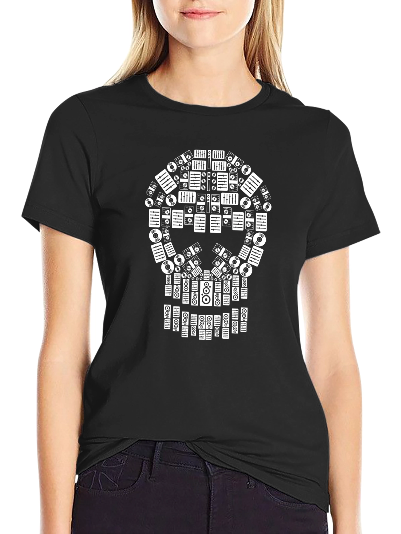 DJ Skull Black Graphic Tee