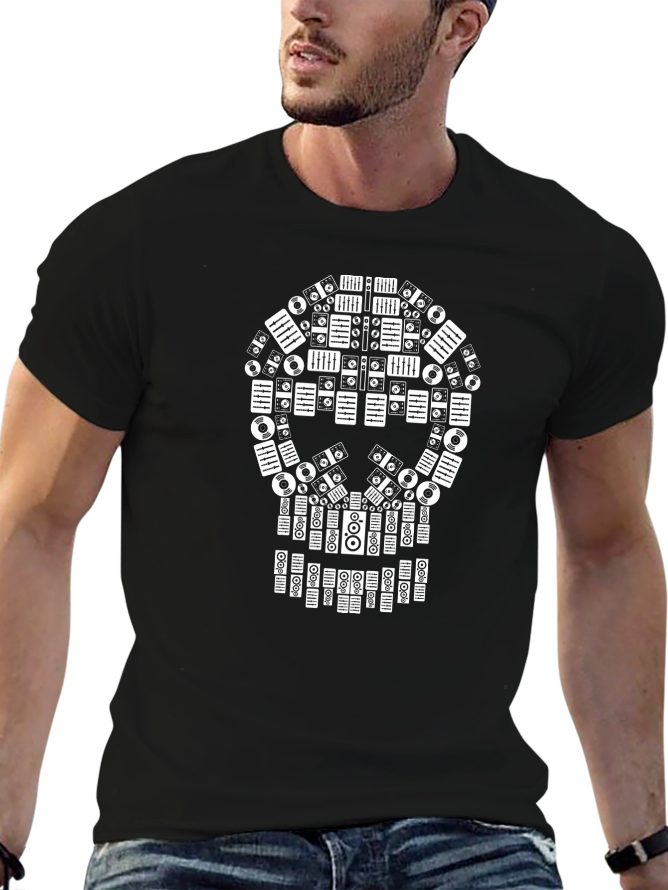 DJ Skull Black Graphic Tee