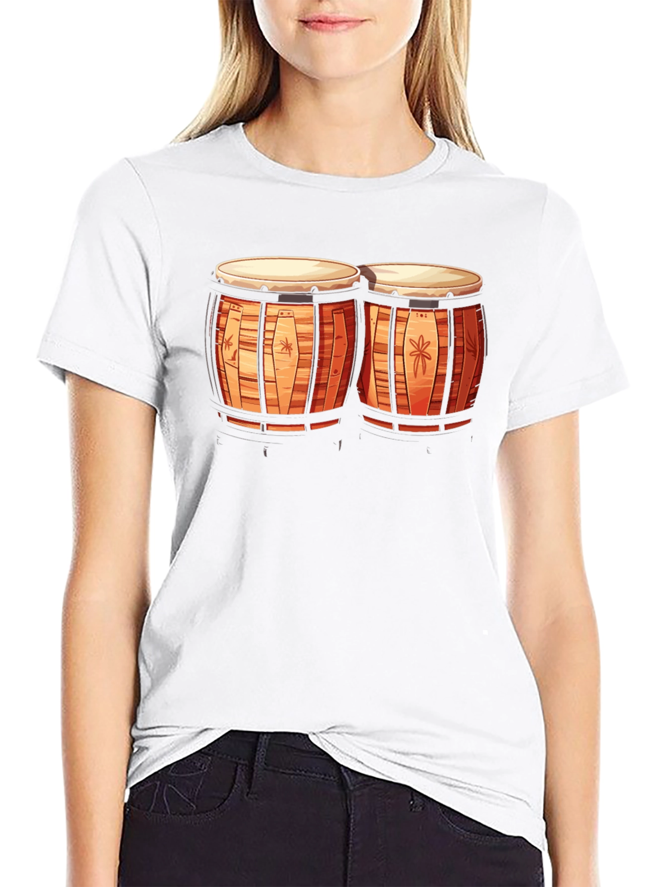 Bongo Drum Graphic Tee - Music Lovers Black T-Shirt