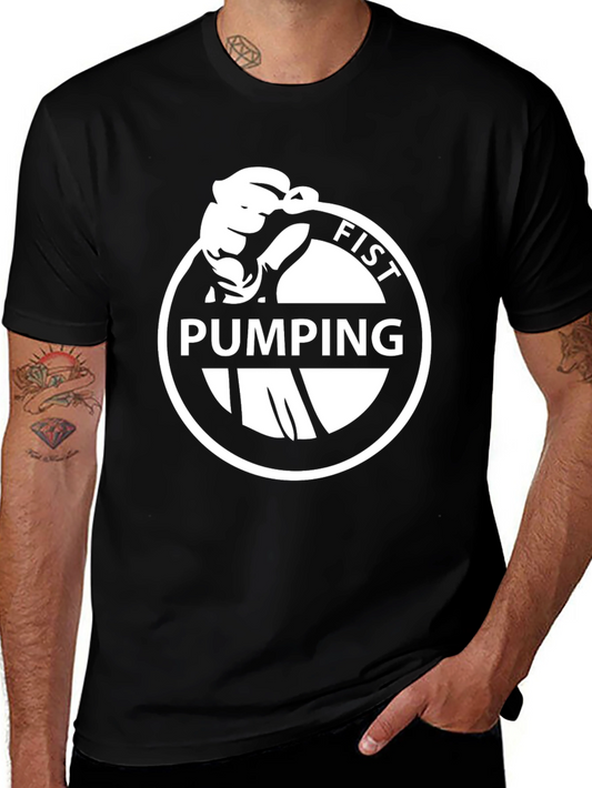 Fist Pumping Design Tee - Black Graphic T-Shirt