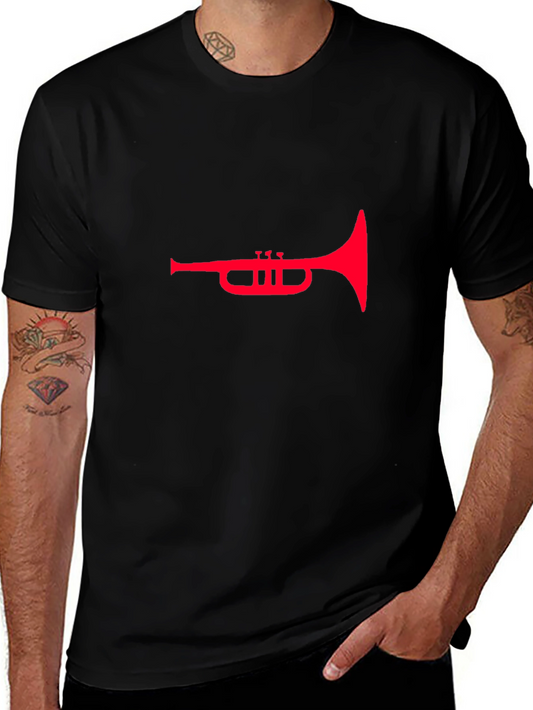 Red Trumpet Graphic Tee - Stylish Black T-Shirt