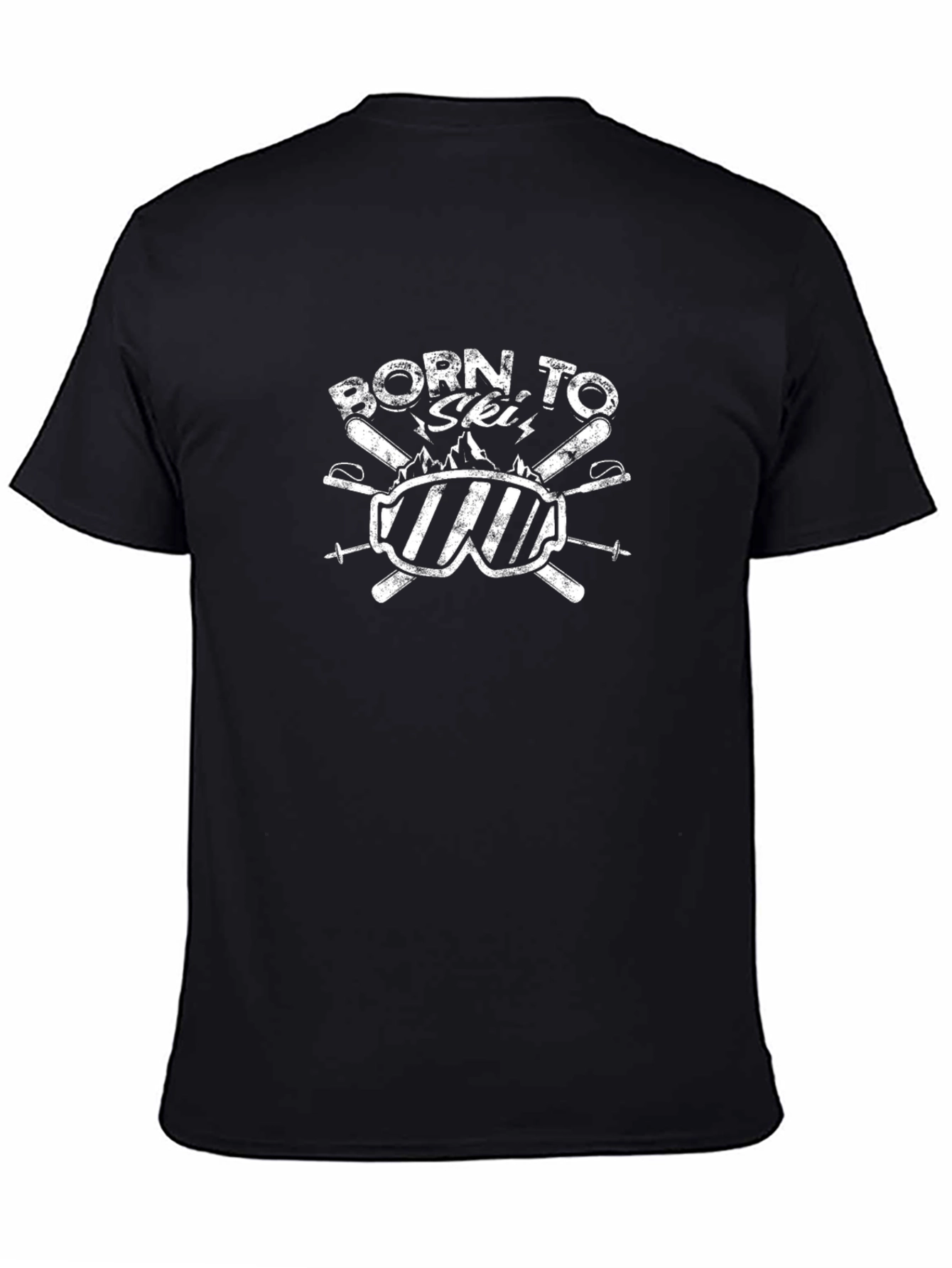 Born to Ski Black T-Shirt Skiing Gift