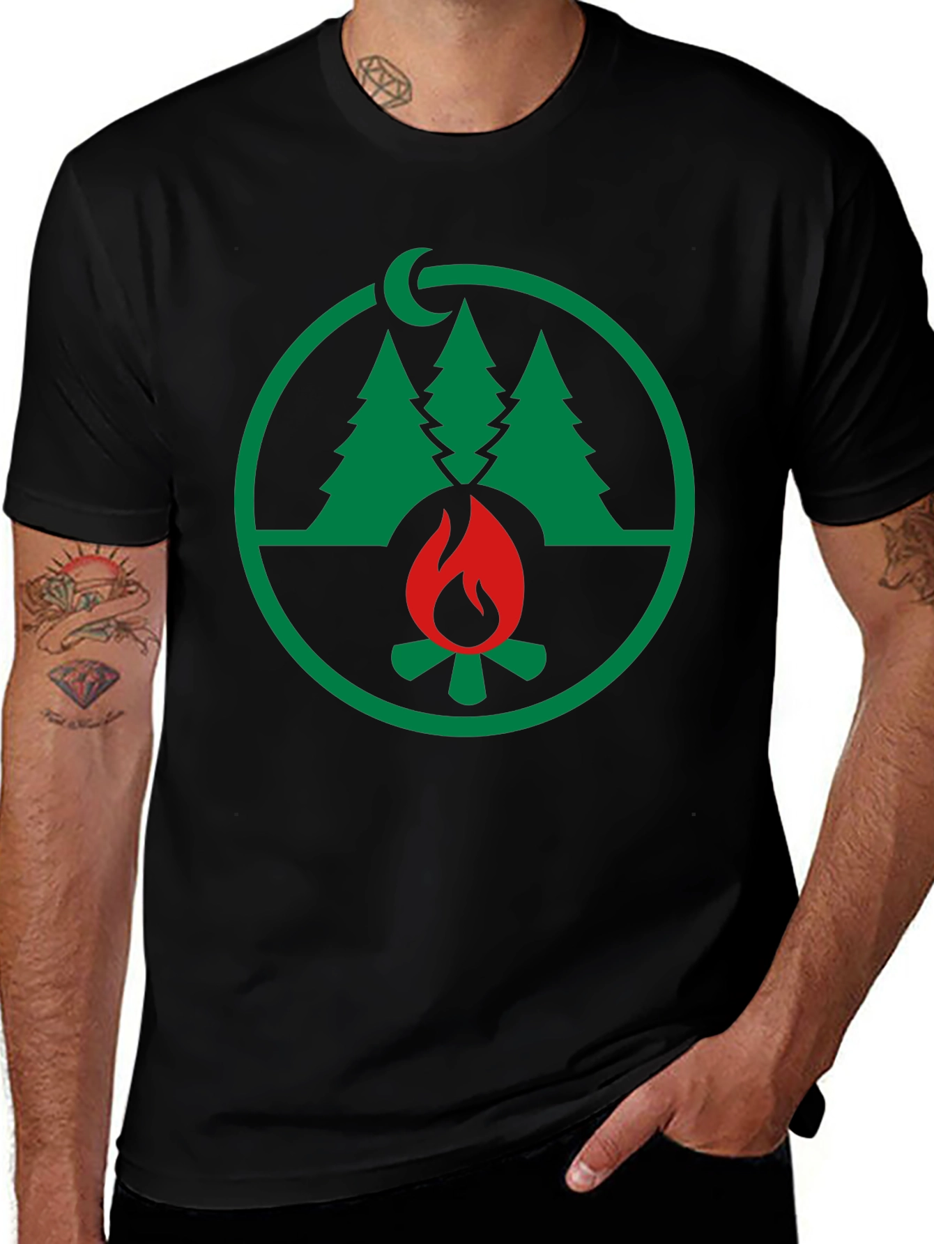 Nature Campfire Graphic Tee - Black