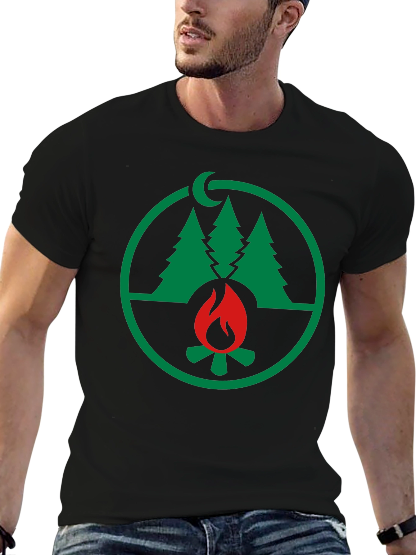 Nature Campfire Graphic Tee - Black