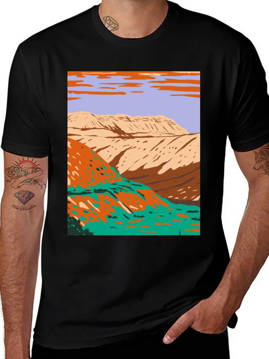 Retro Landscape Graphic Tee - Black