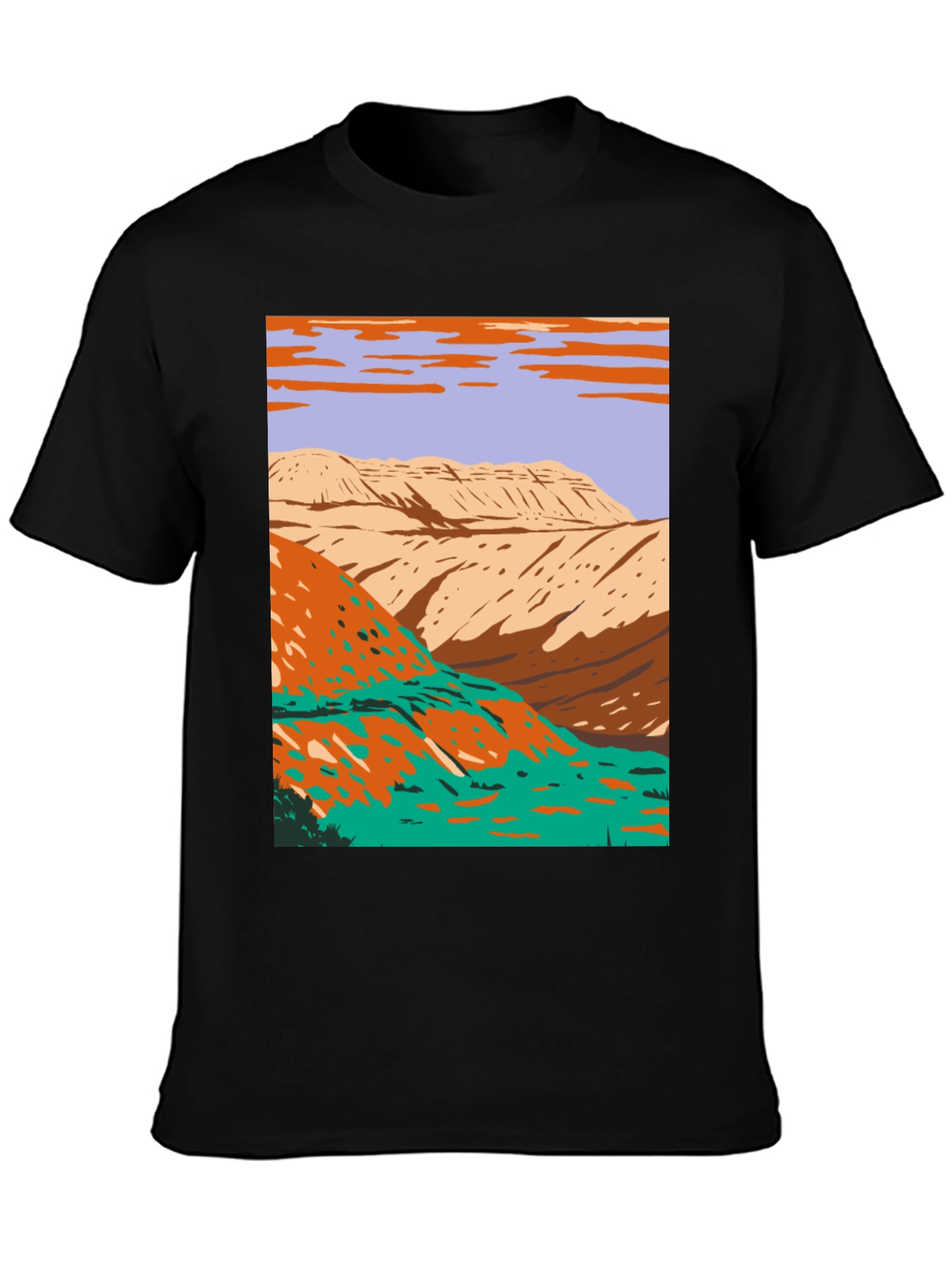 Retro Landscape Graphic Tee - Black
