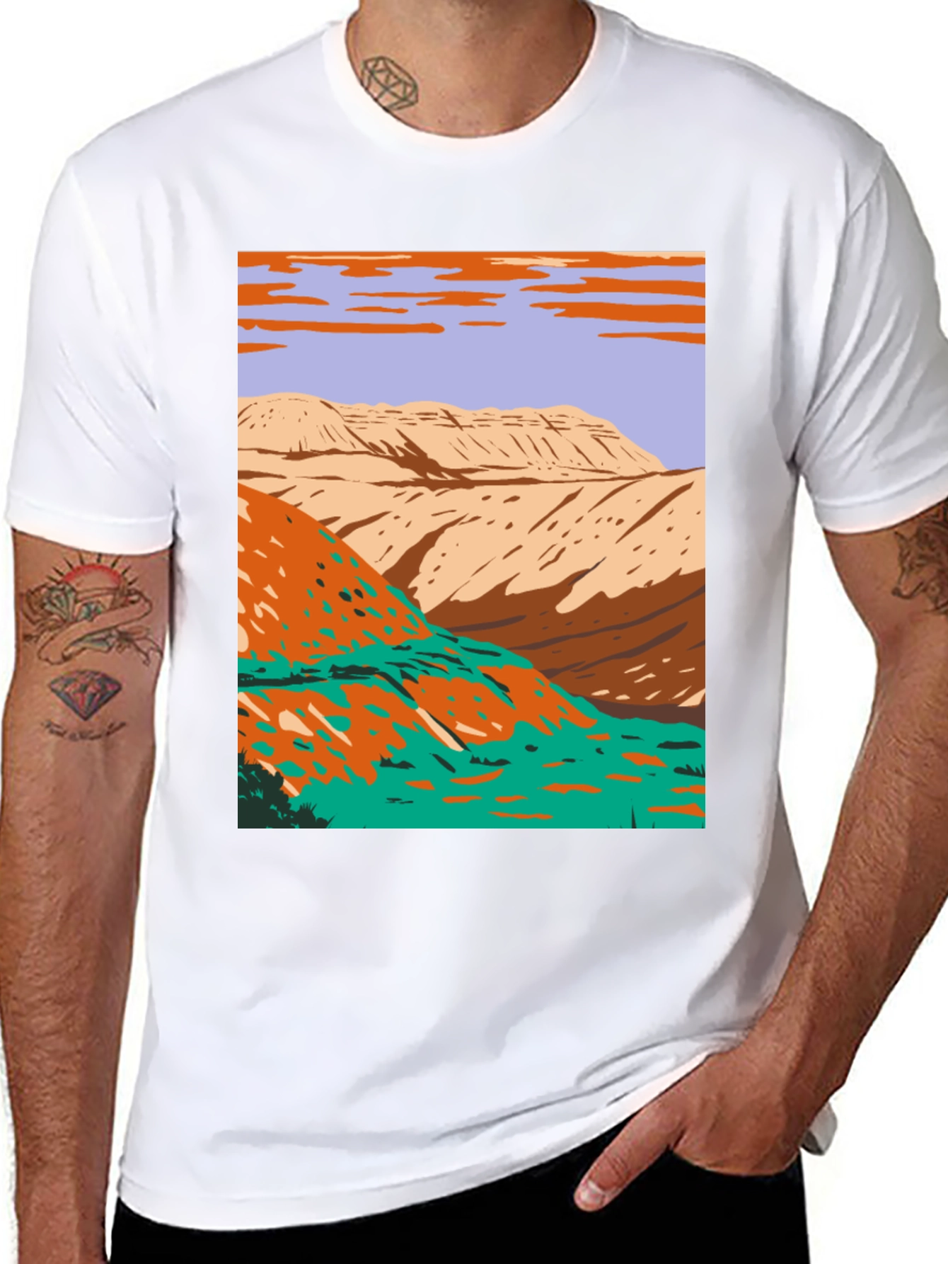 Retro Landscape Graphic Tee - Black