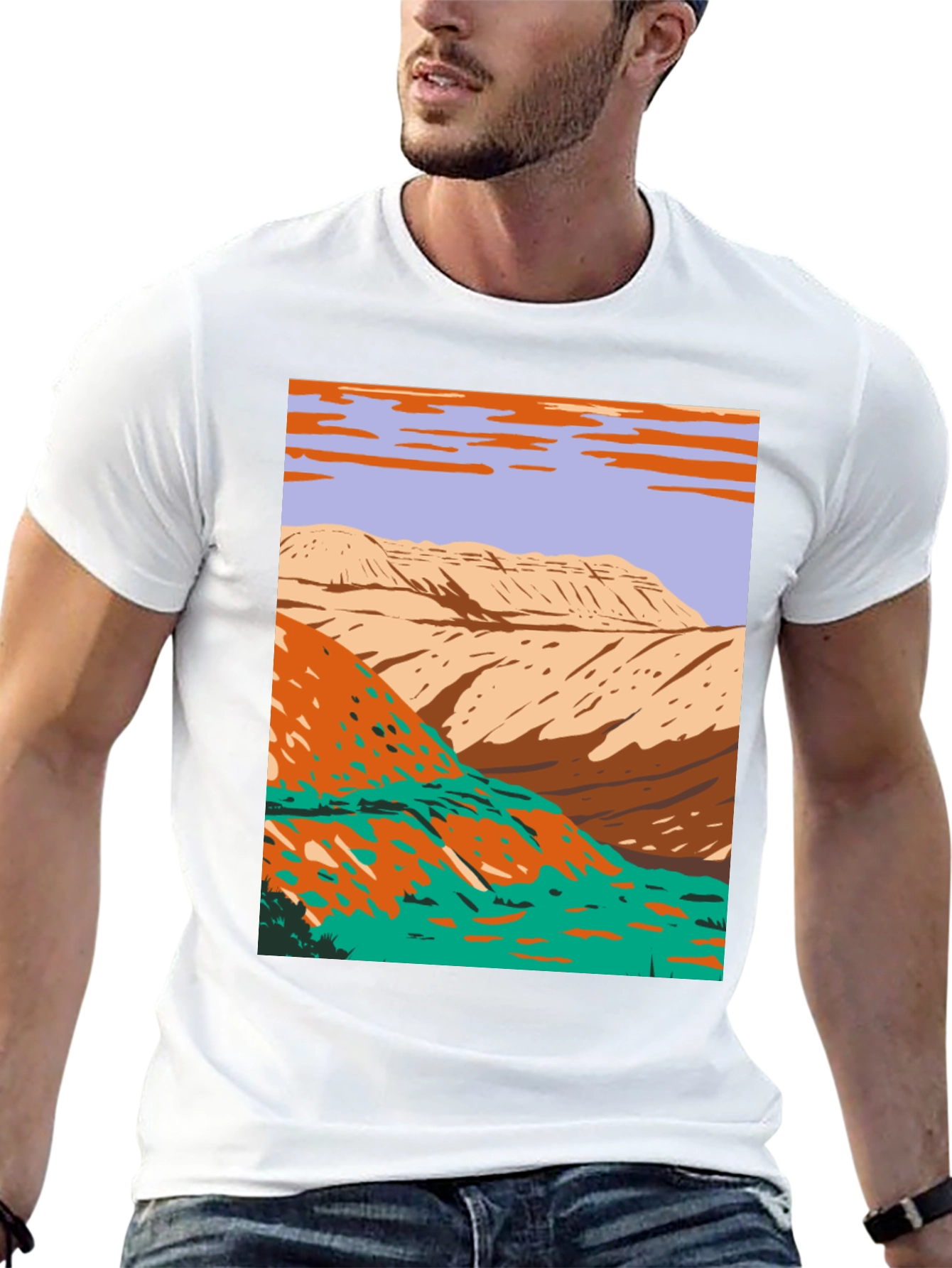 Retro Landscape Graphic Tee - Black