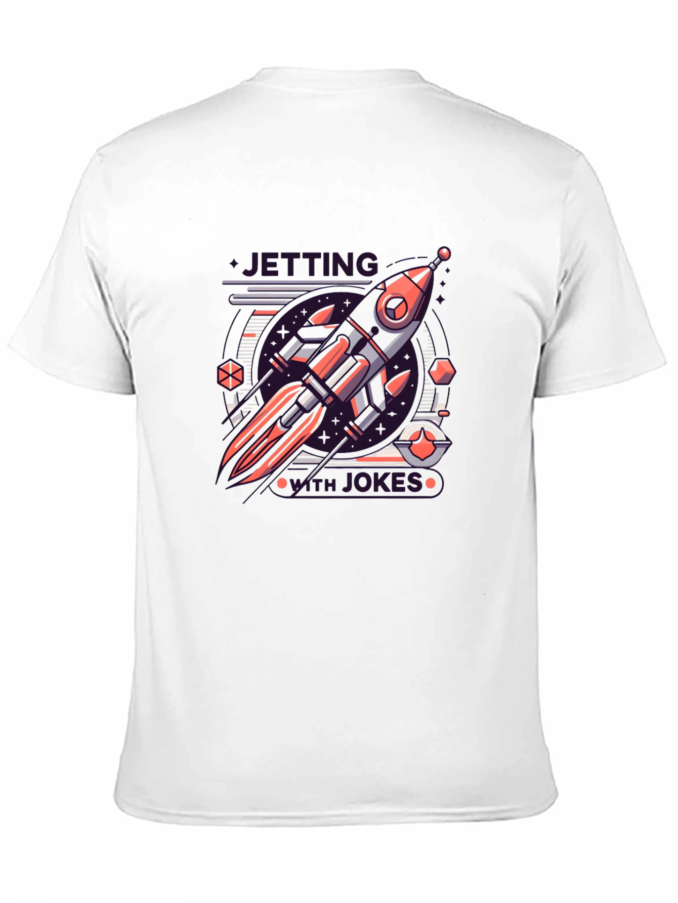 Retro Rocket Graphic Tee - Black Cotton Blend T-Shirt