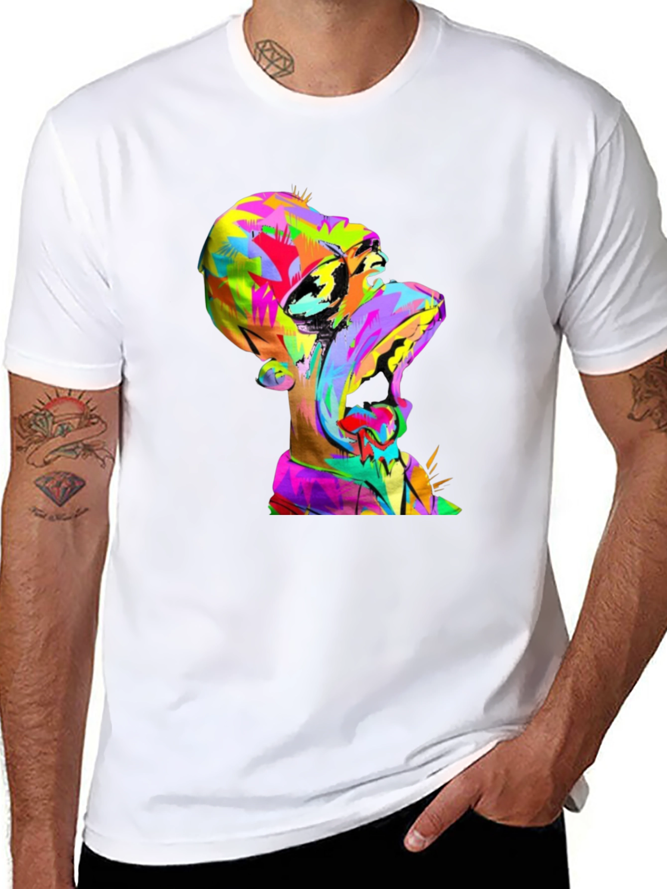 Vibrant Homer Simpson Graphic Tee - Pop Art Design