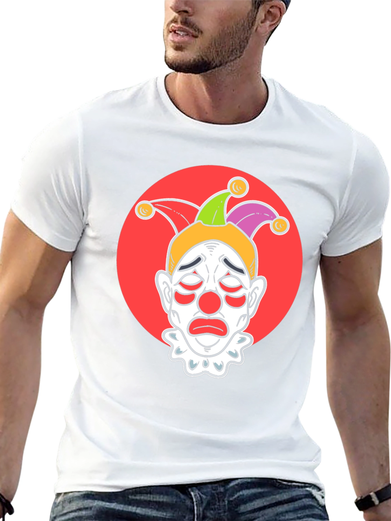 Sad Clown Graphic Tee - Black Cotton T-Shirt