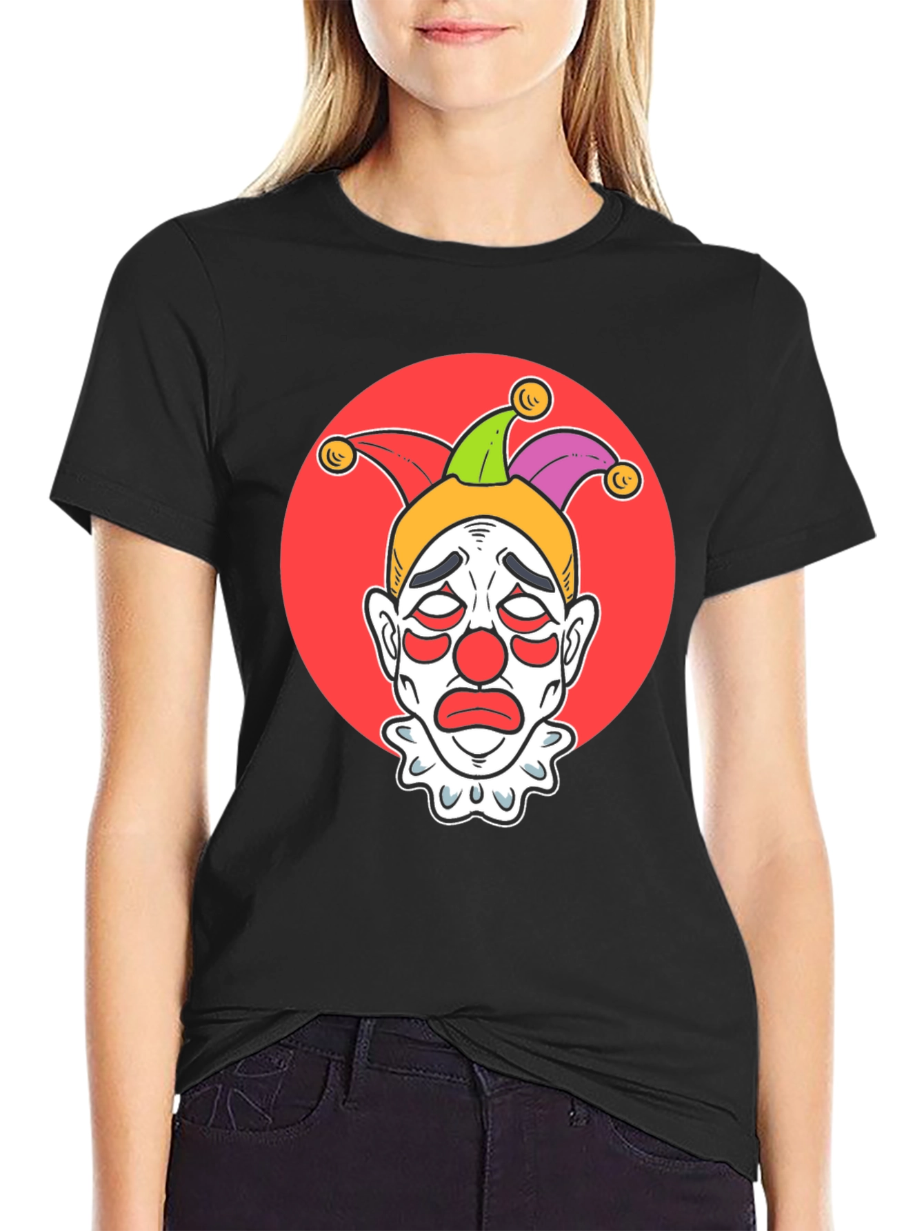 Sad Clown Graphic Tee - Black Cotton T-Shirt