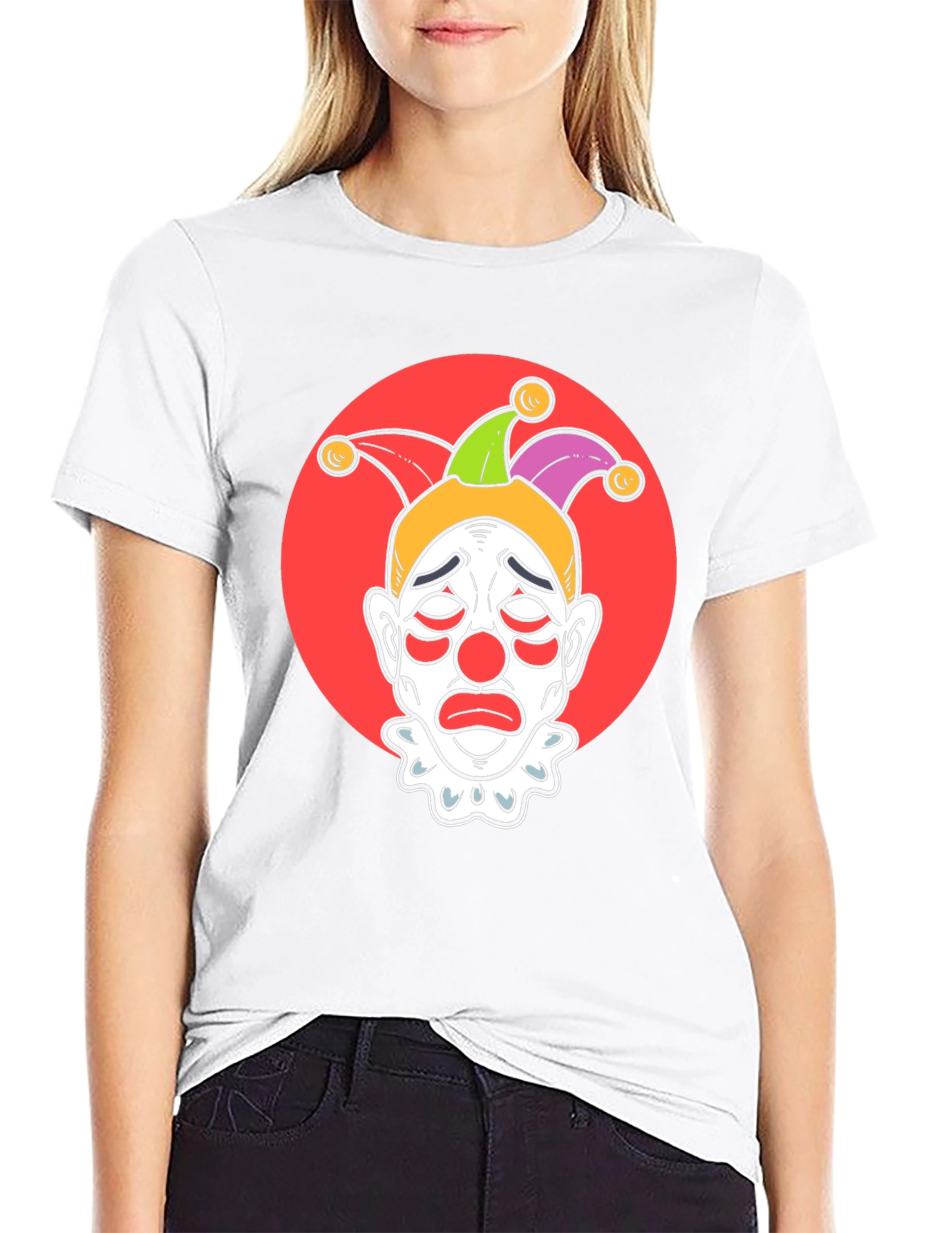 Sad Clown Graphic Tee - Black Cotton T-Shirt