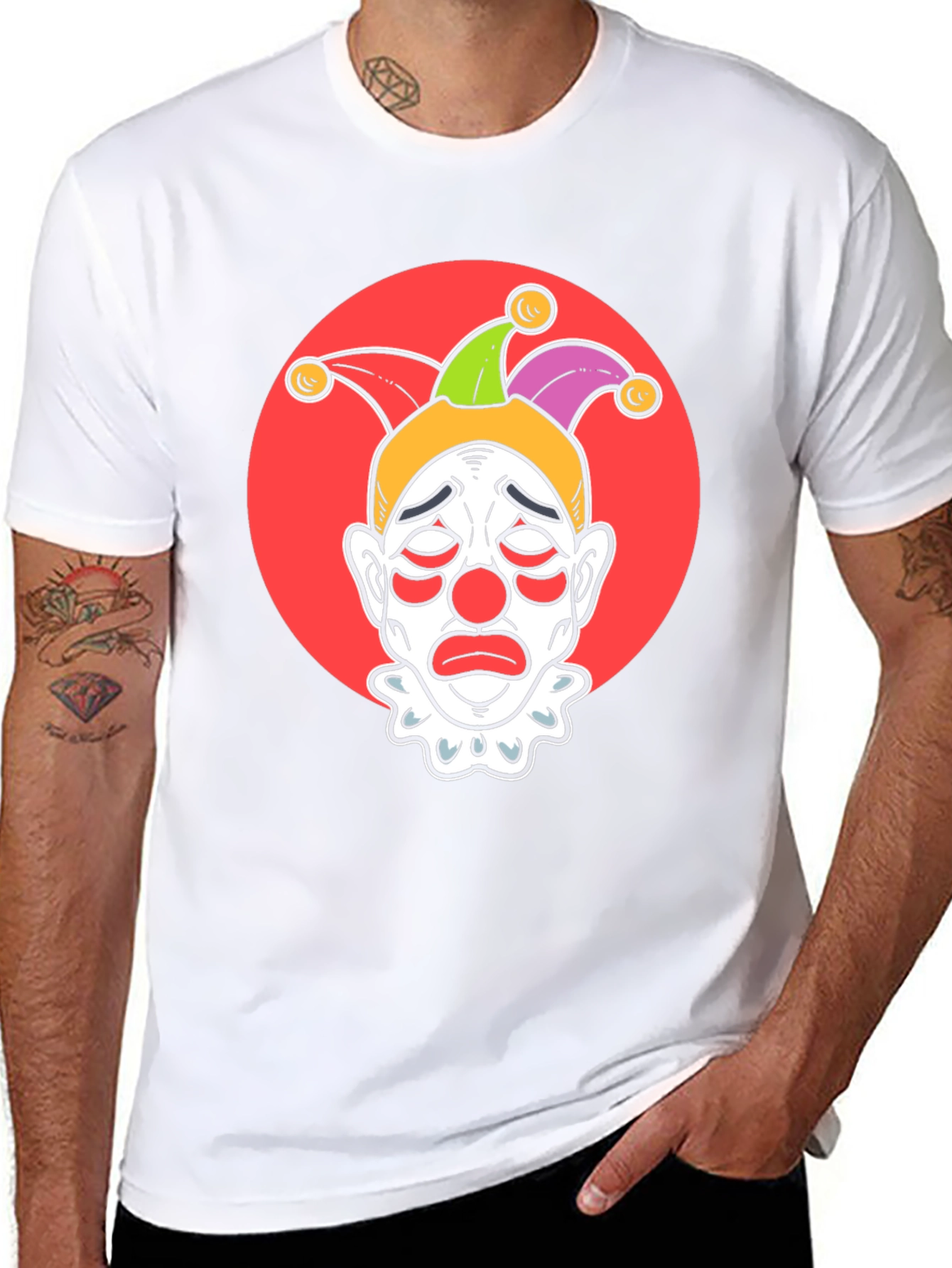 Sad Clown Graphic Tee - Black Cotton T-Shirt