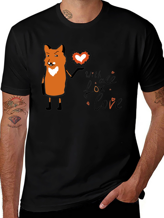 Fox Love Graphic T-Shirt - Black Unisex Tee