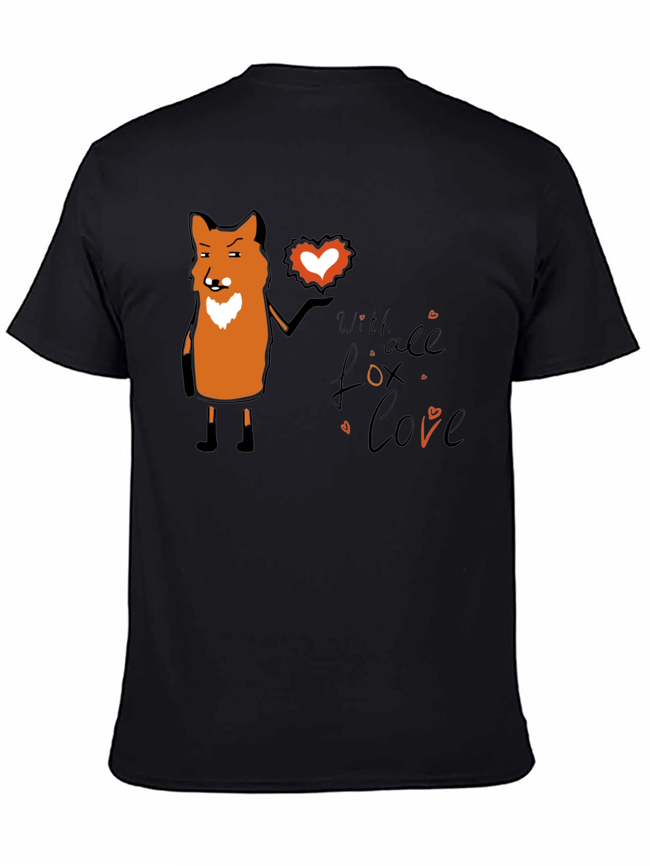 Fox Love Graphic T-Shirt - Black Unisex Tee