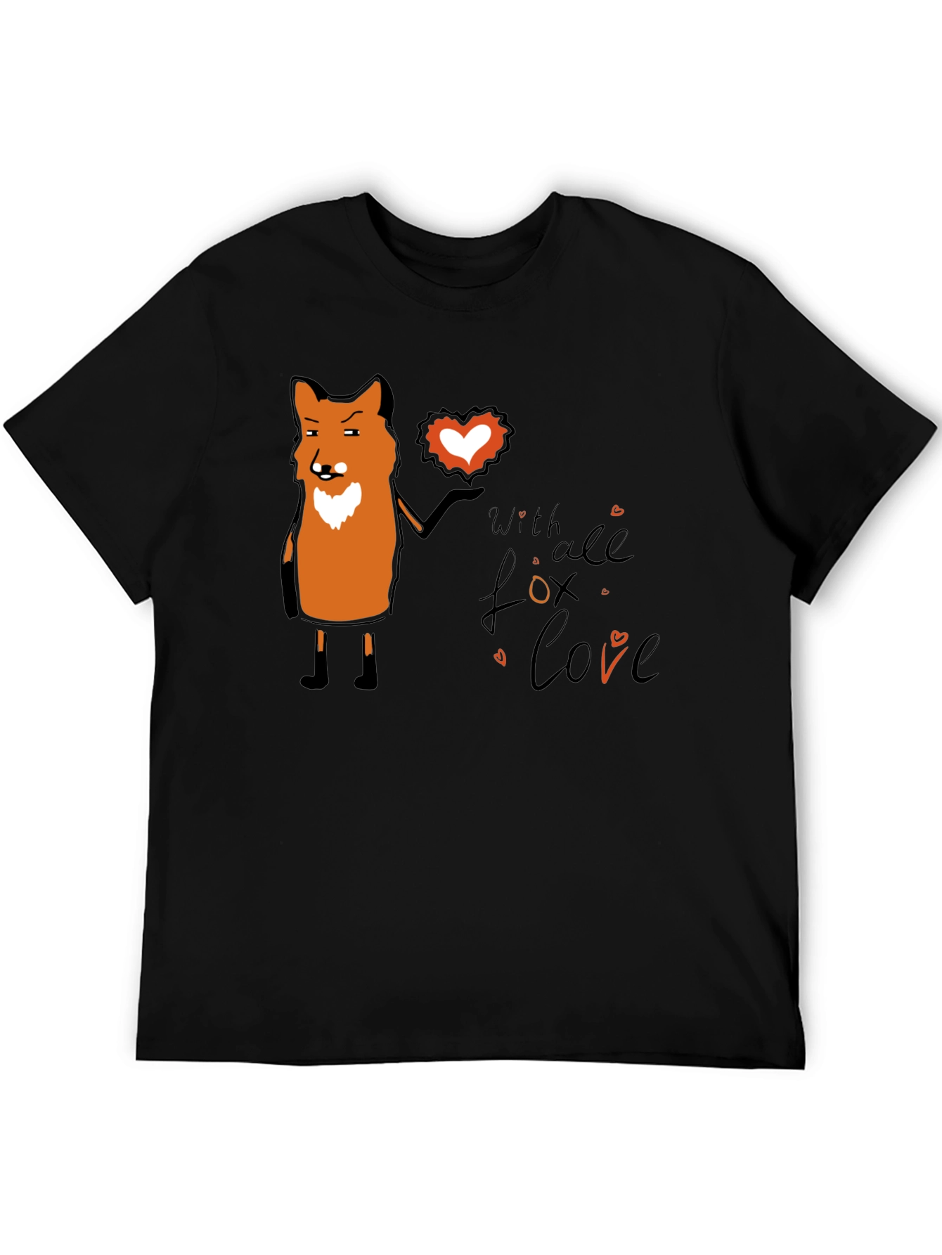 Fox Love Graphic T-Shirt - Black Unisex Tee