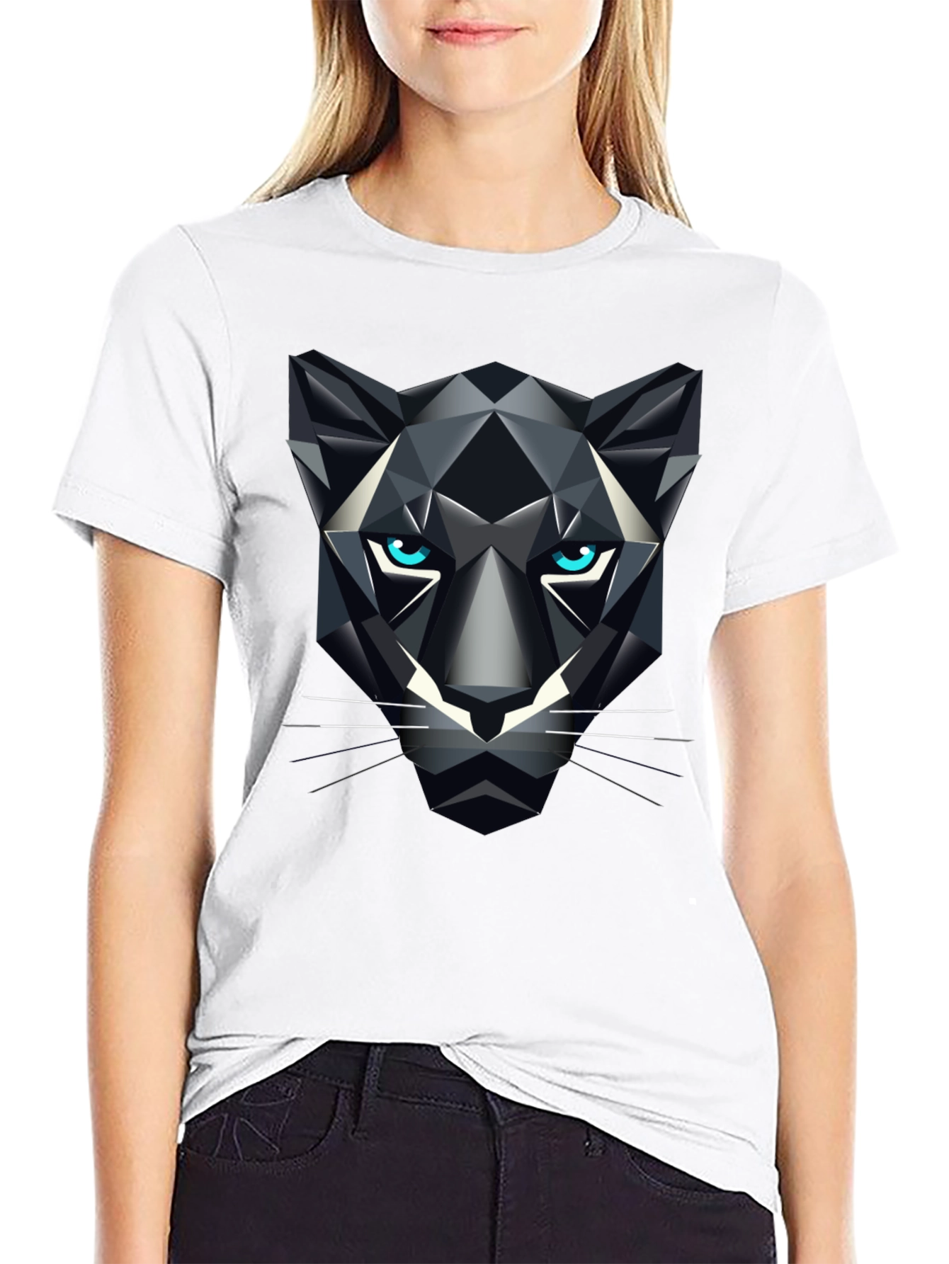 Geometric Panther Graphic Tee - Bold Black T-Shirt