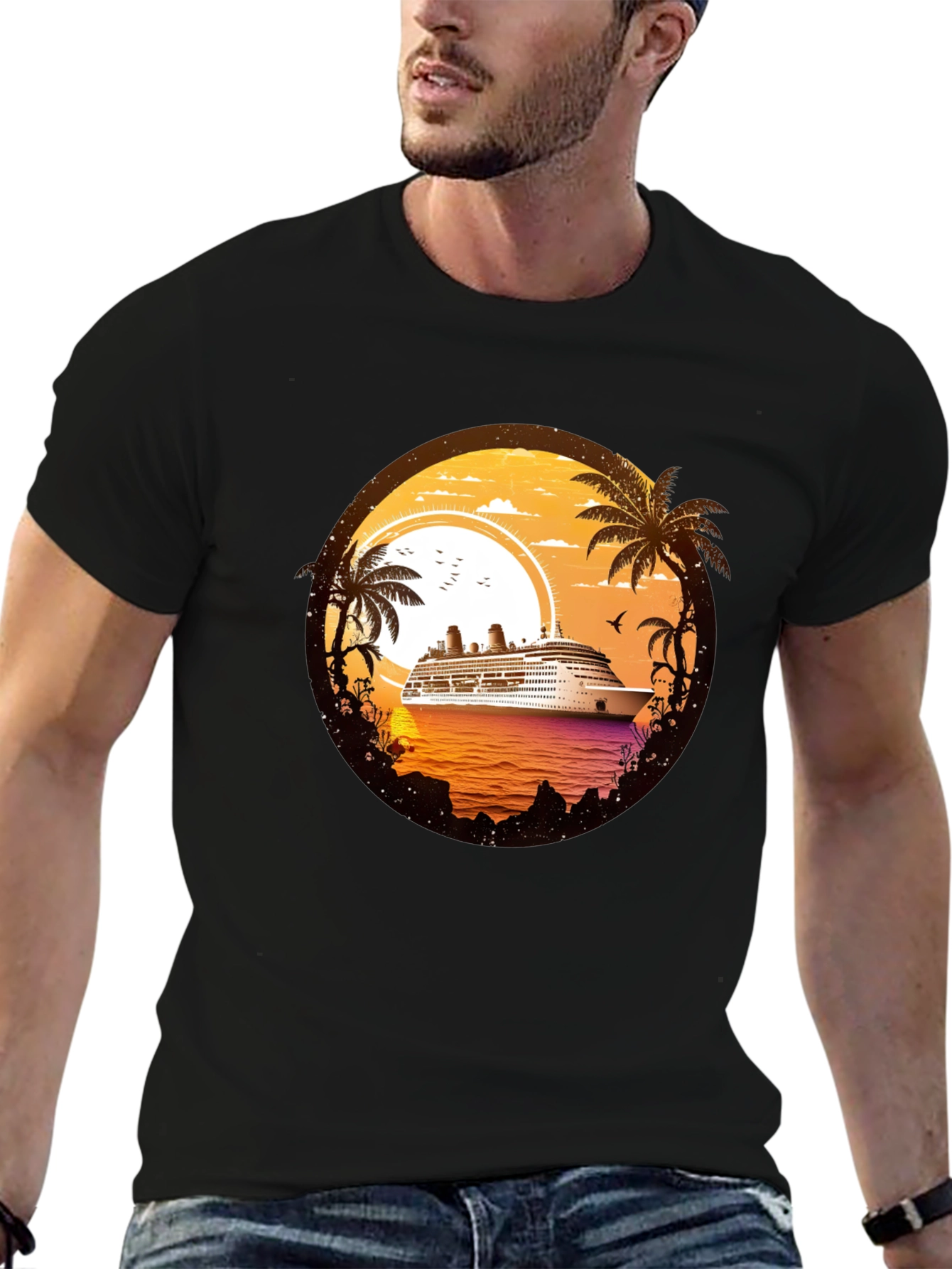 Cruise Ship Sunset T-Shirt - Island Getaway
