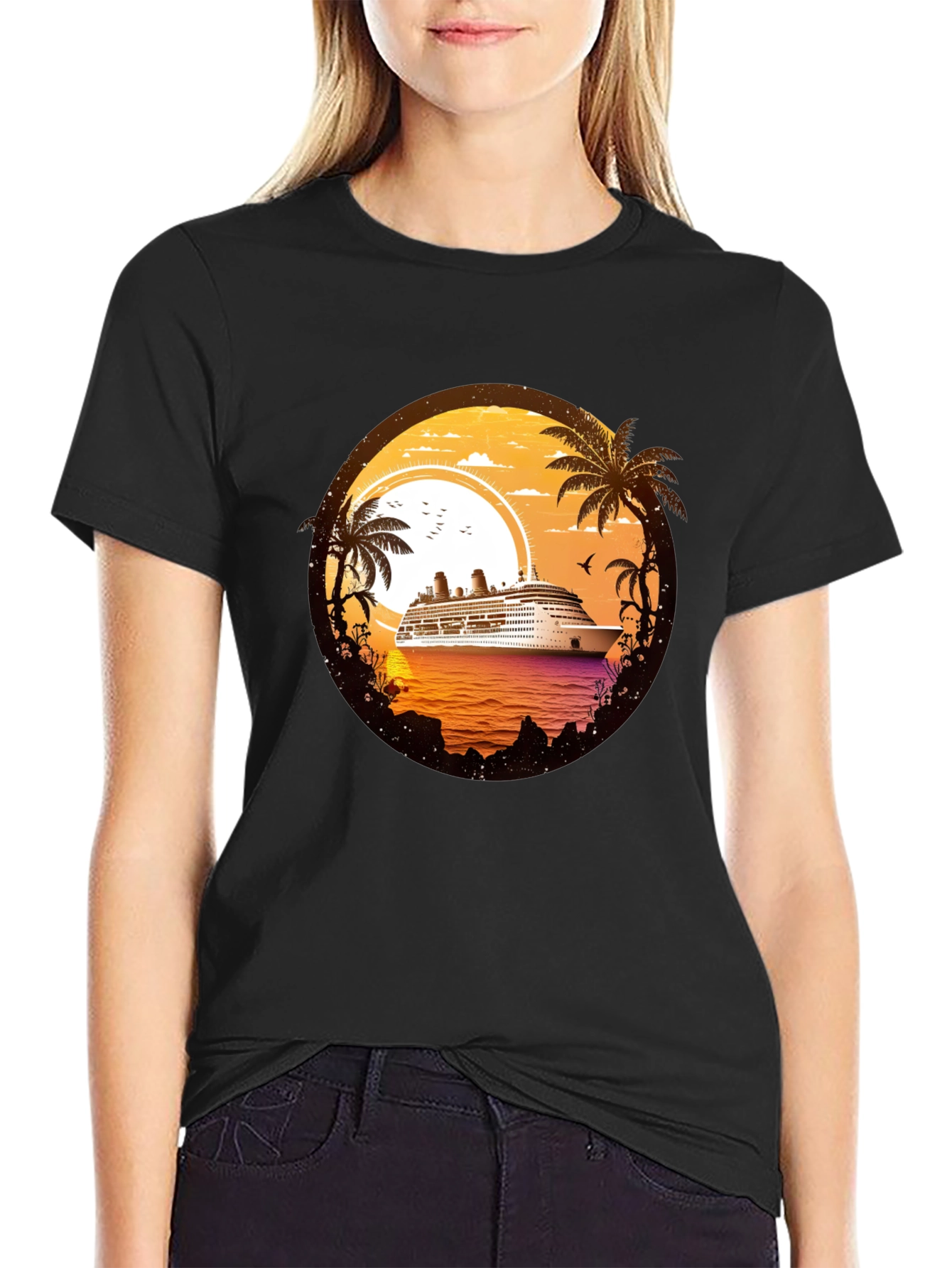 Cruise Ship Sunset T-Shirt - Island Getaway