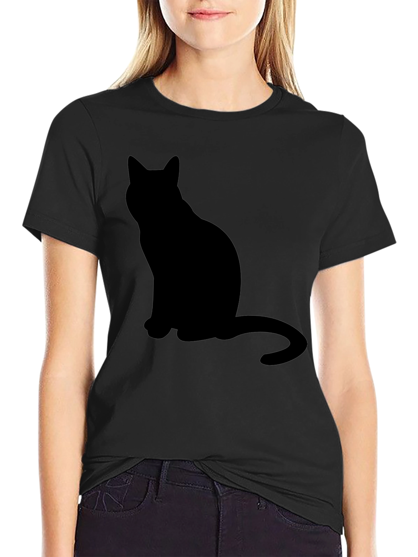 Mens Black Cat Silhouette T-Shirt