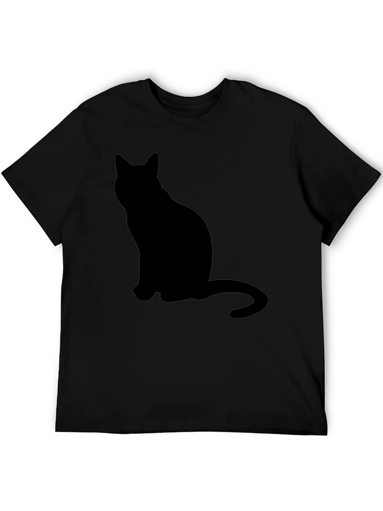 Mens Black Cat Silhouette T-Shirt