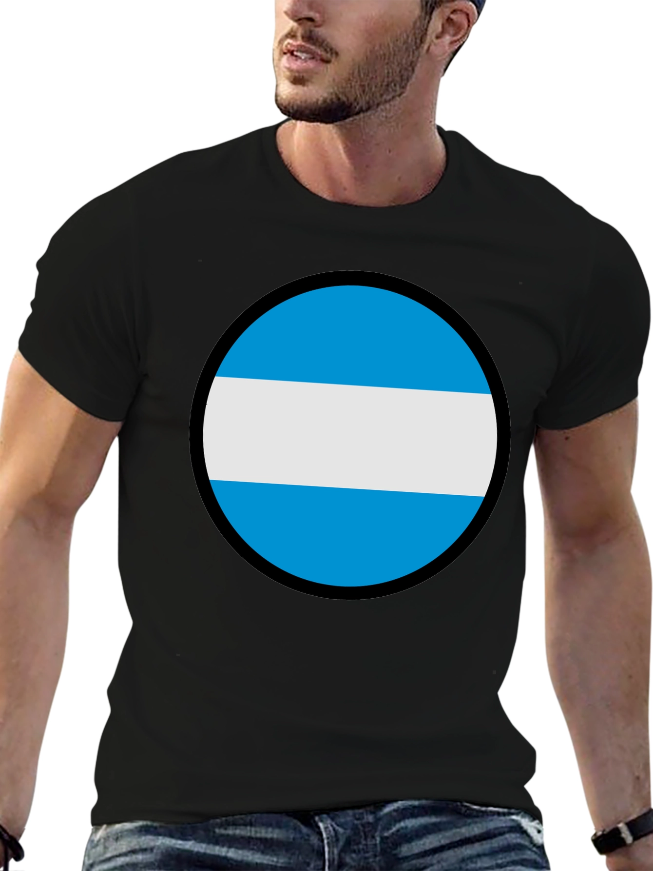 Argentina Flag Circle Graphic Mens T-Shirt